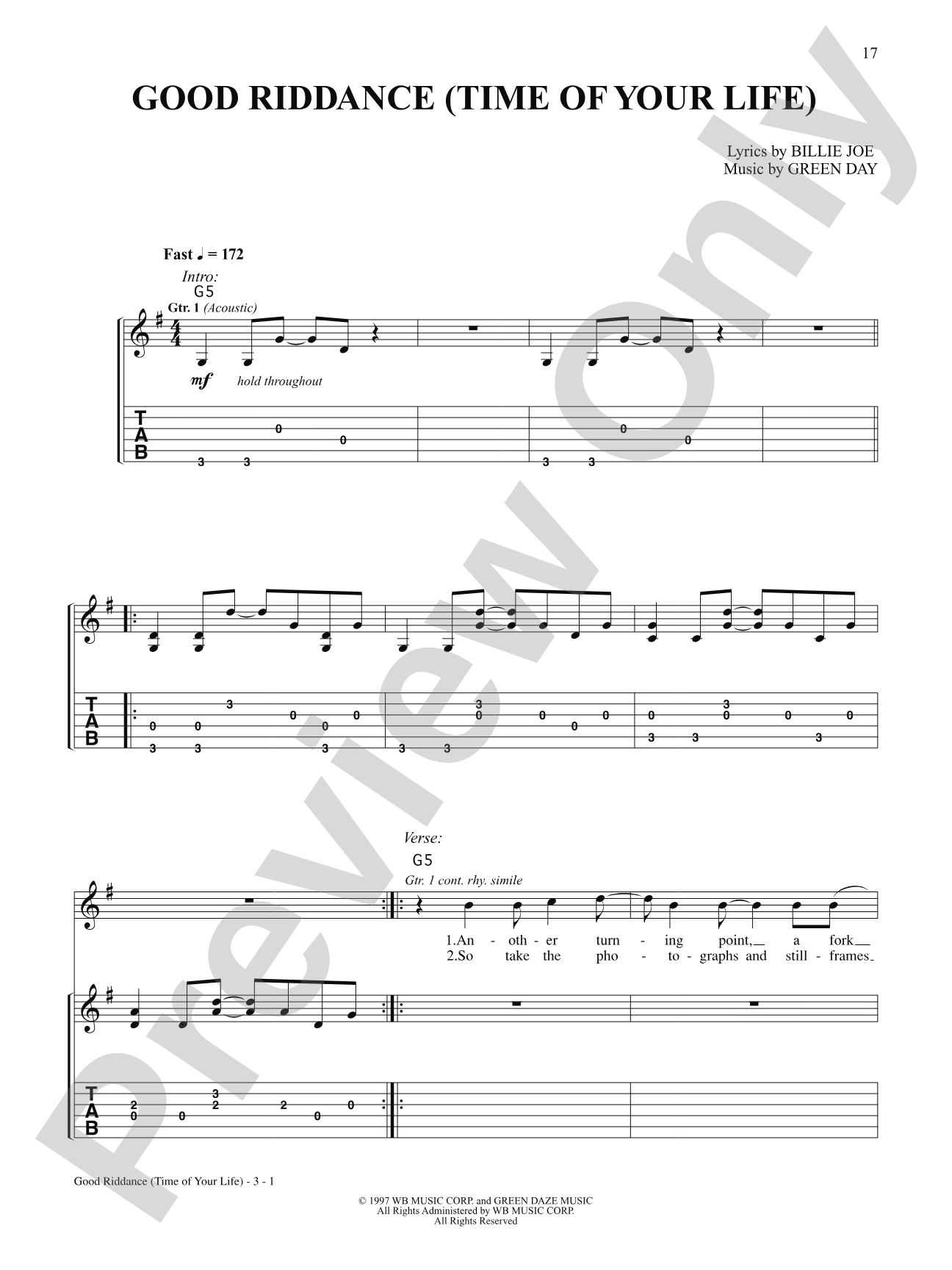 Good Riddance (Time of Your Life): Authentic Guitar TAB