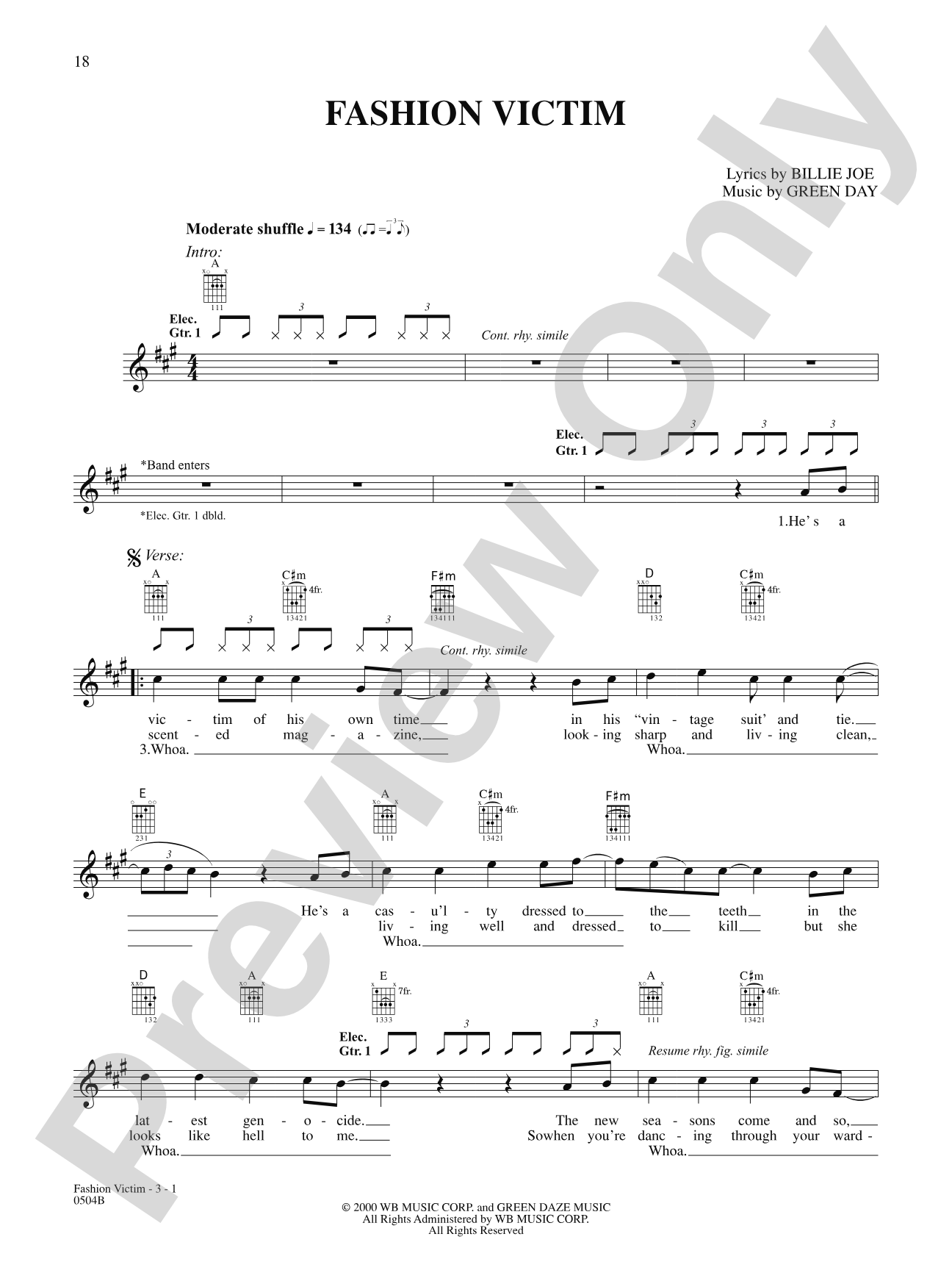 Fashion Victim: Authentic Guitar TAB