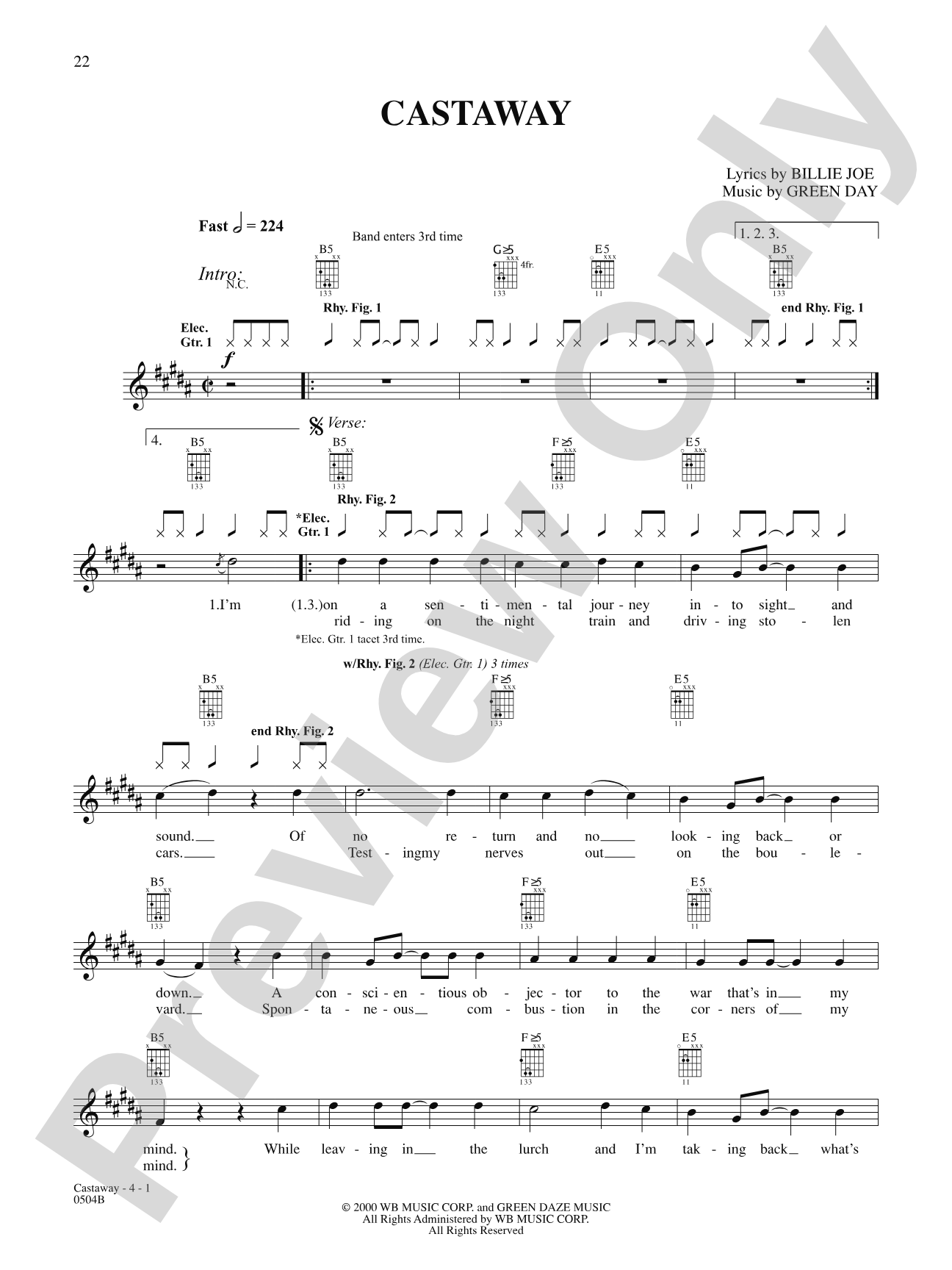 Castaway: Authentic Guitar TAB