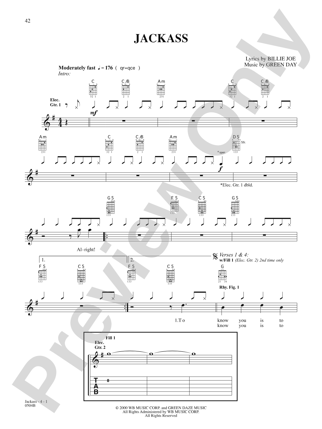 Jackass (album version): Authentic Guitar TAB