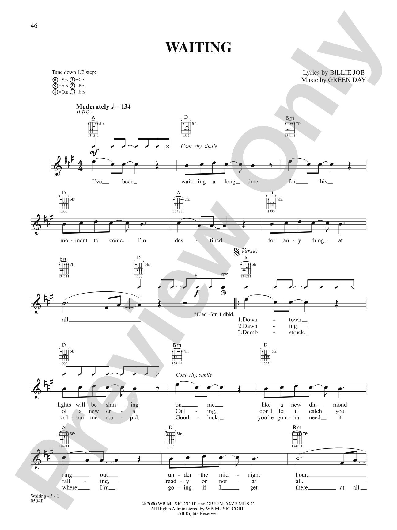 Waiting: Authentic Guitar TAB