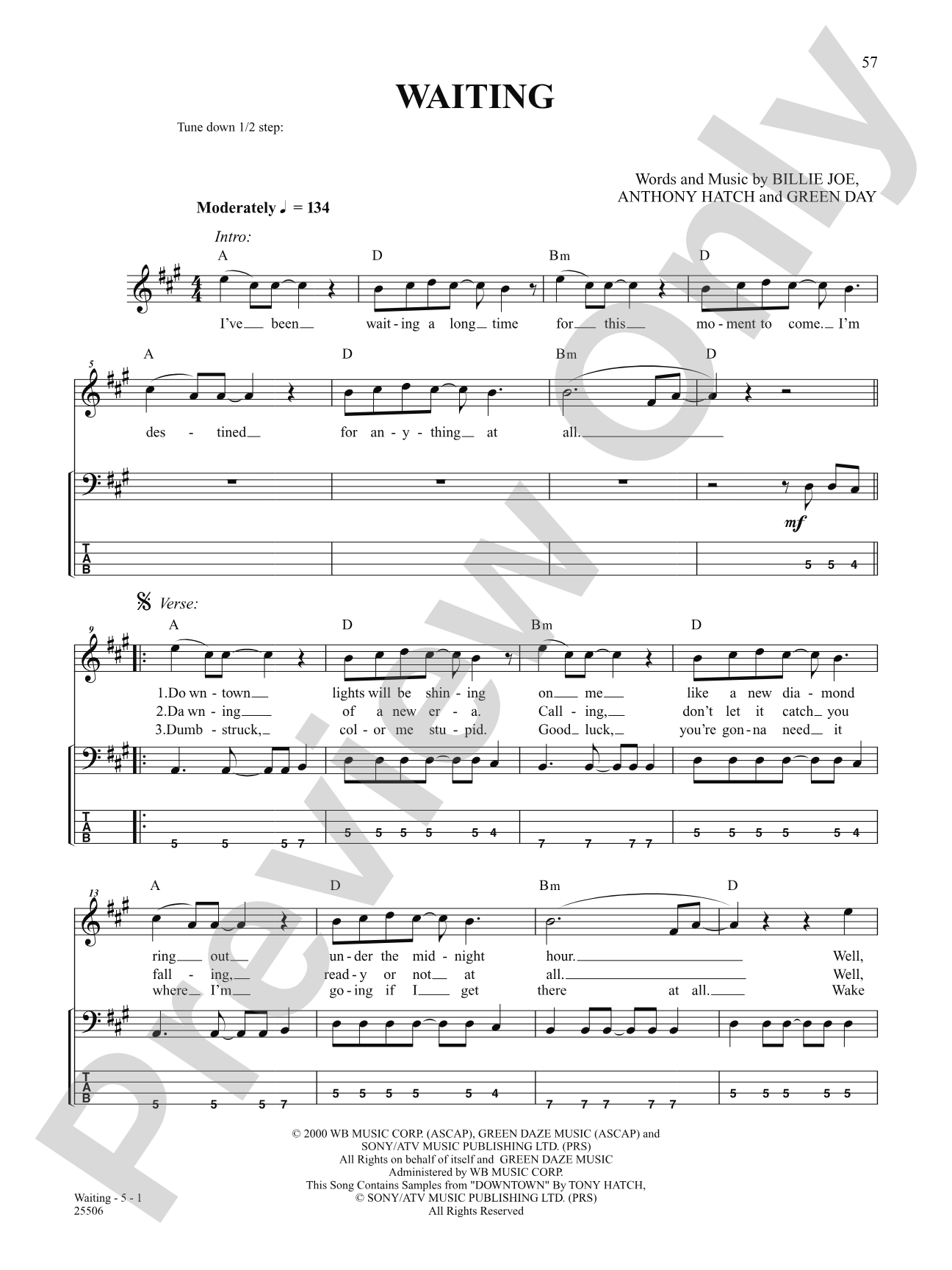 Waiting: Bass TAB
