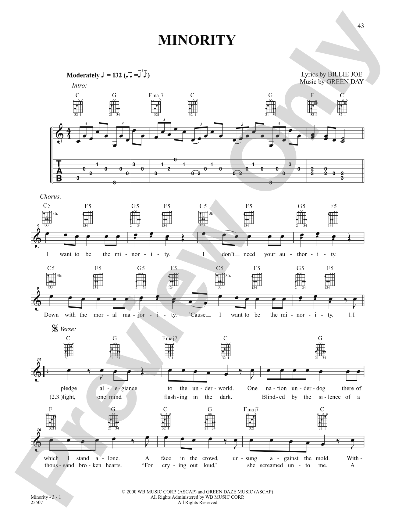 Minority: Easy Guitar