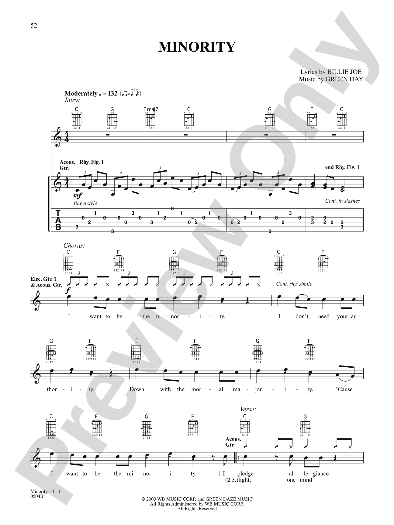 Minority: Authentic Guitar TAB