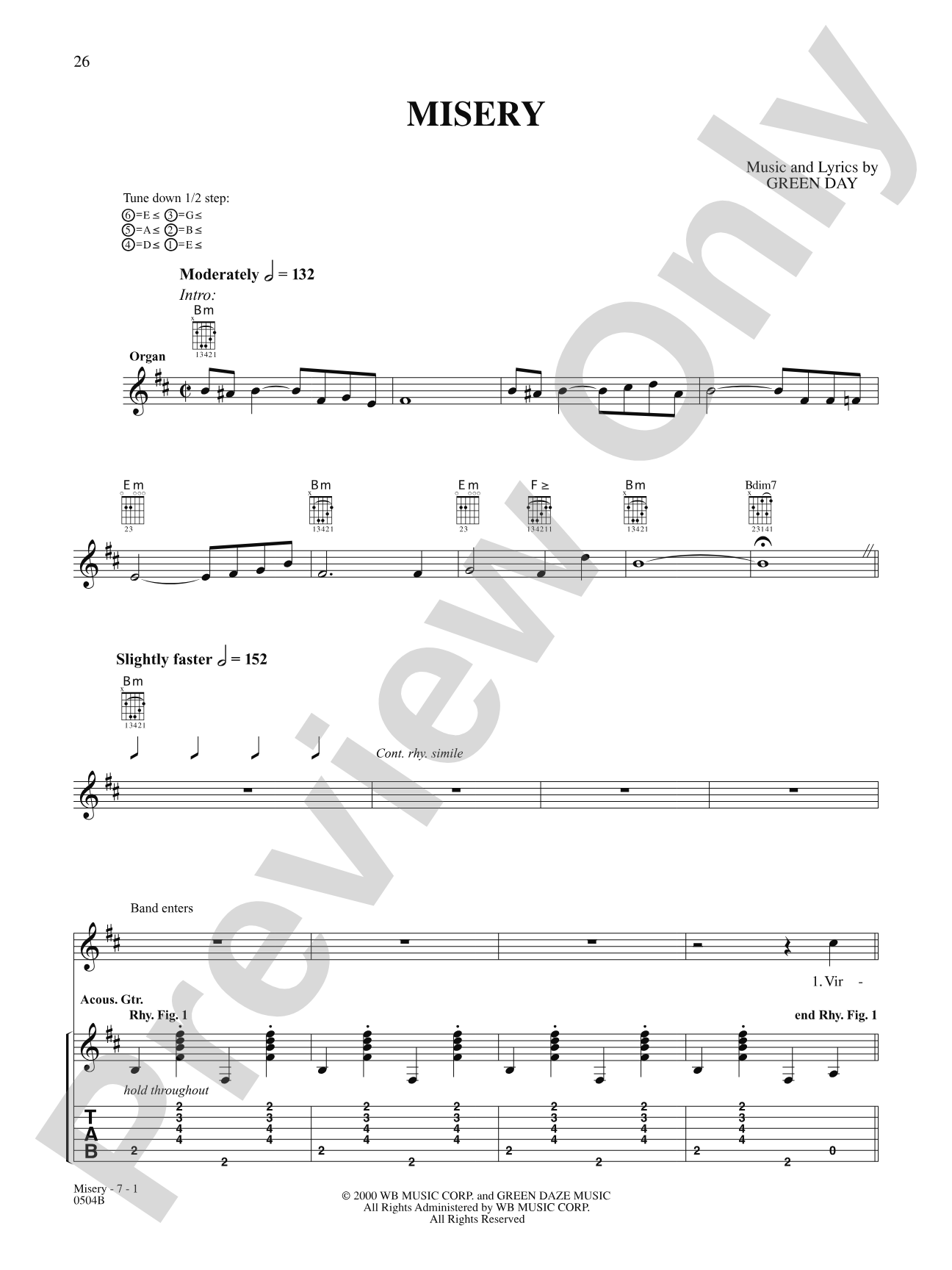 Misery: Authentic Guitar TAB