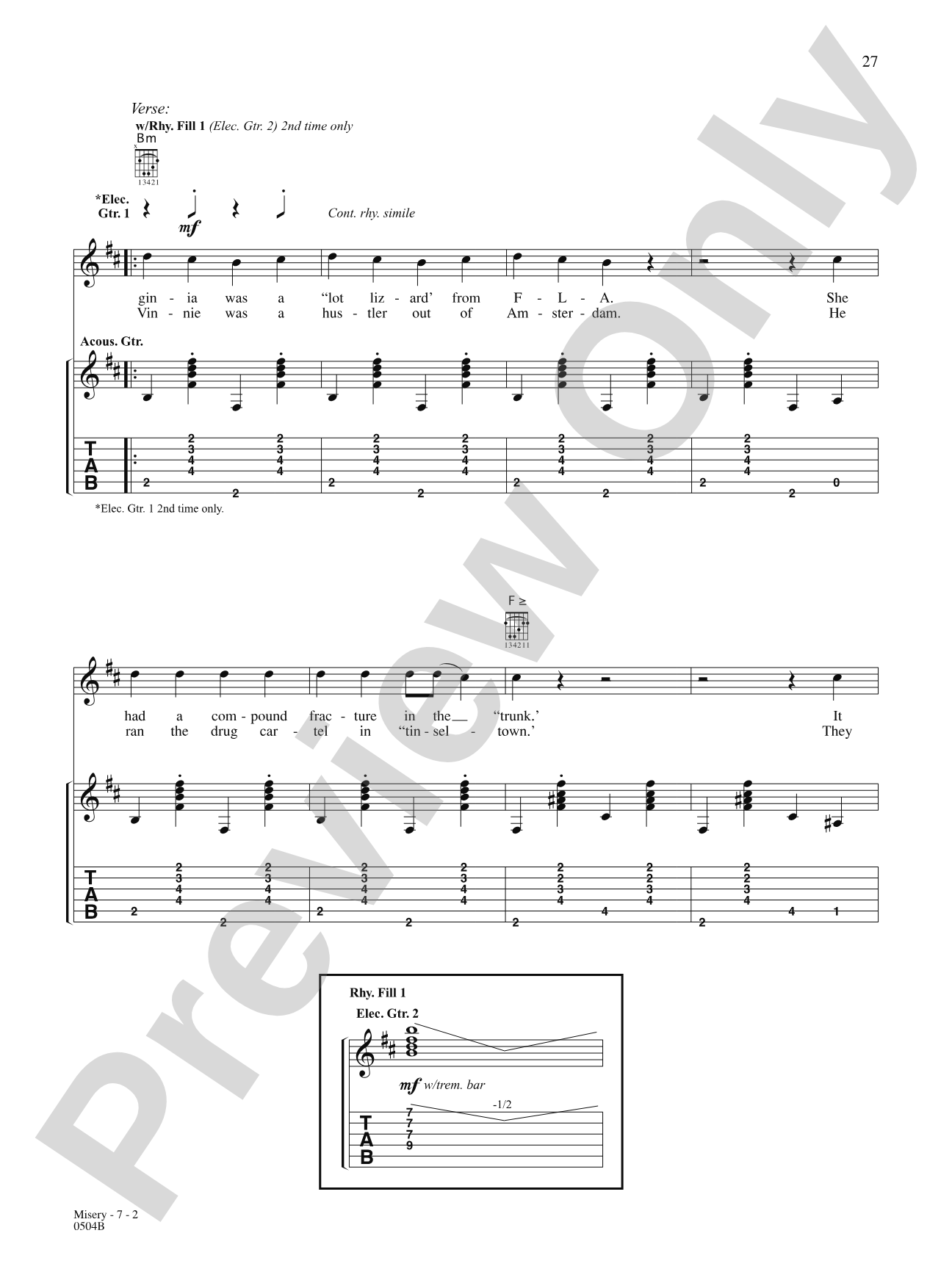 Misery: Authentic Guitar TAB | Green Day | Digital Sheet Music
