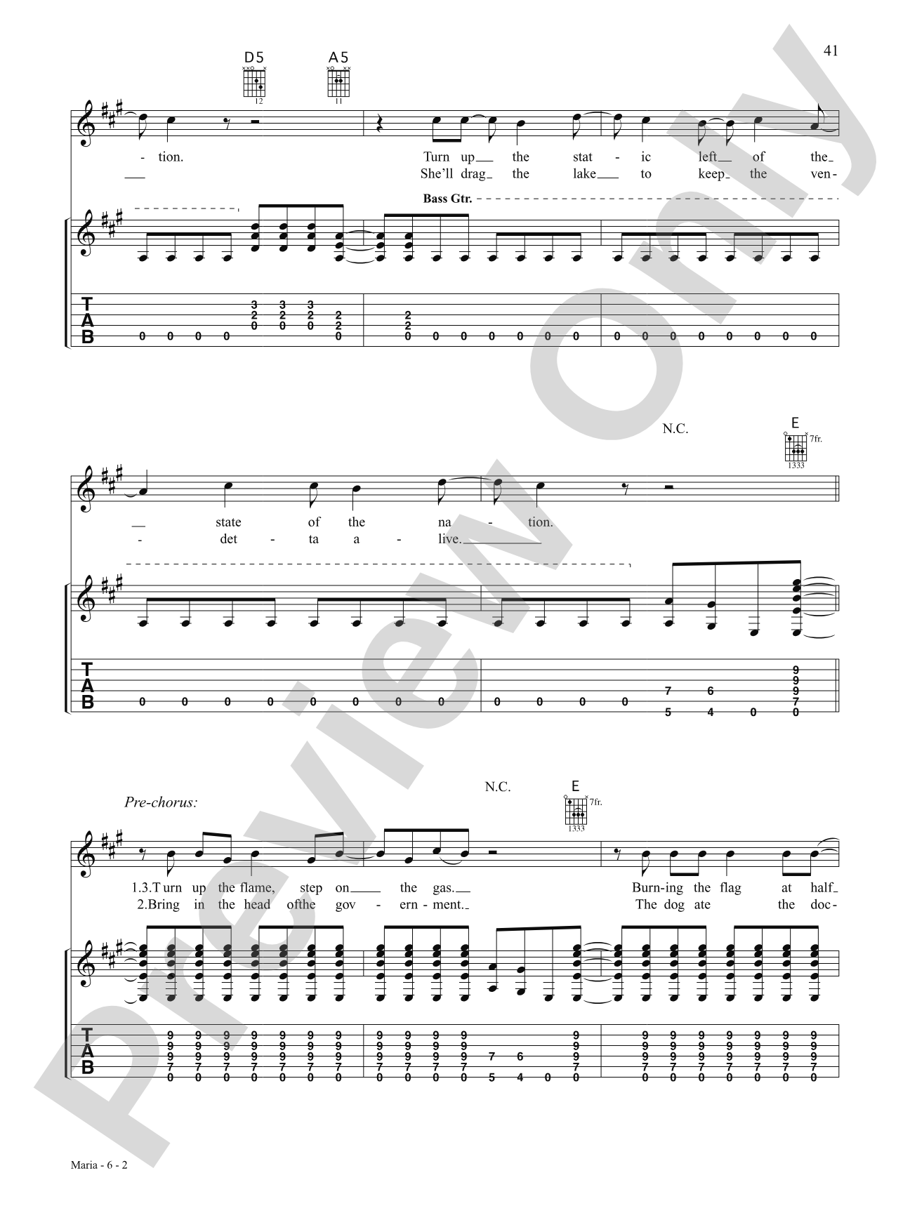 Maria: Authentic Guitar TAB
