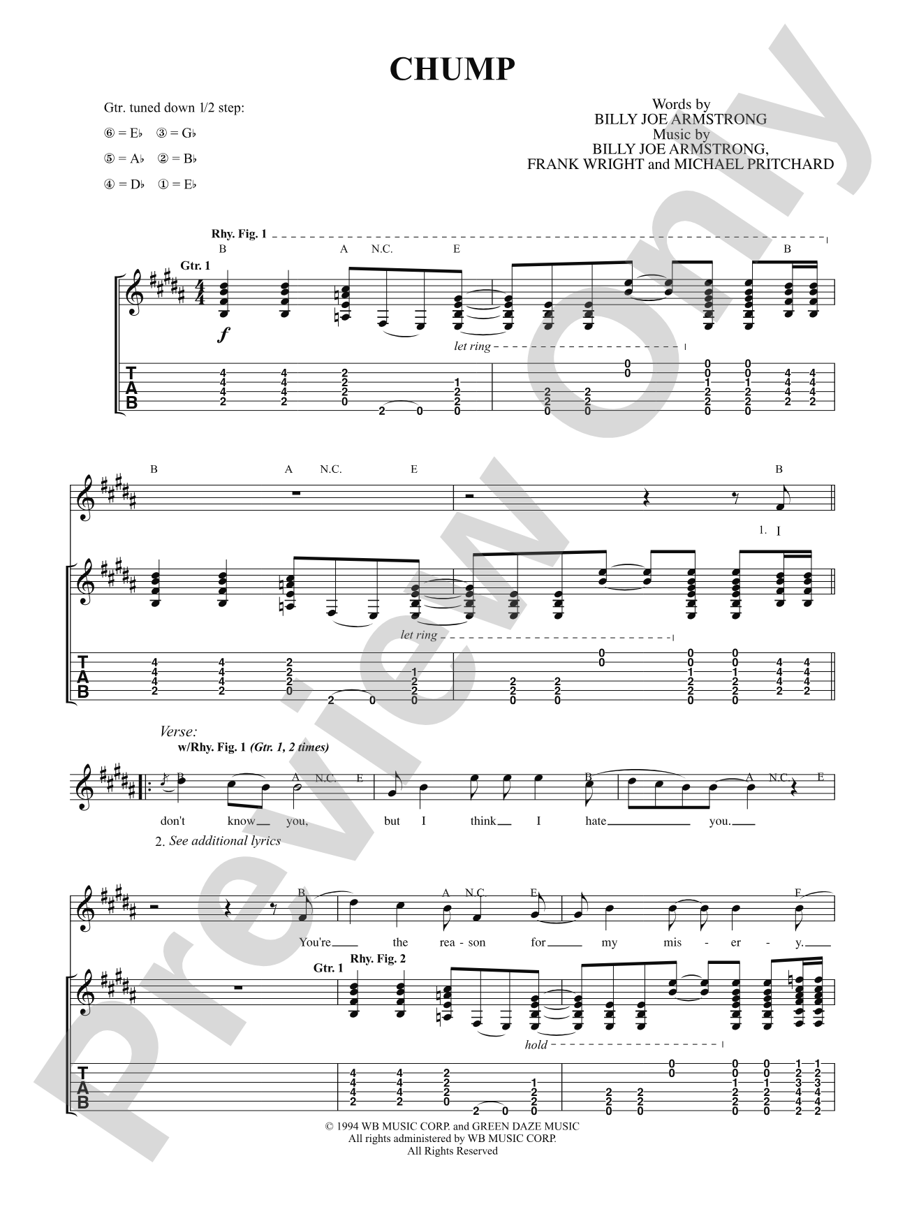 Chump: Authentic Guitar TAB