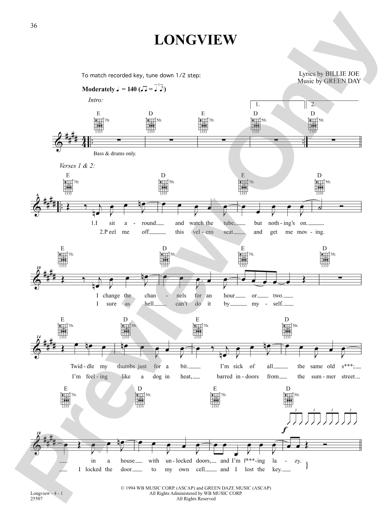 Longview: Easy Guitar
