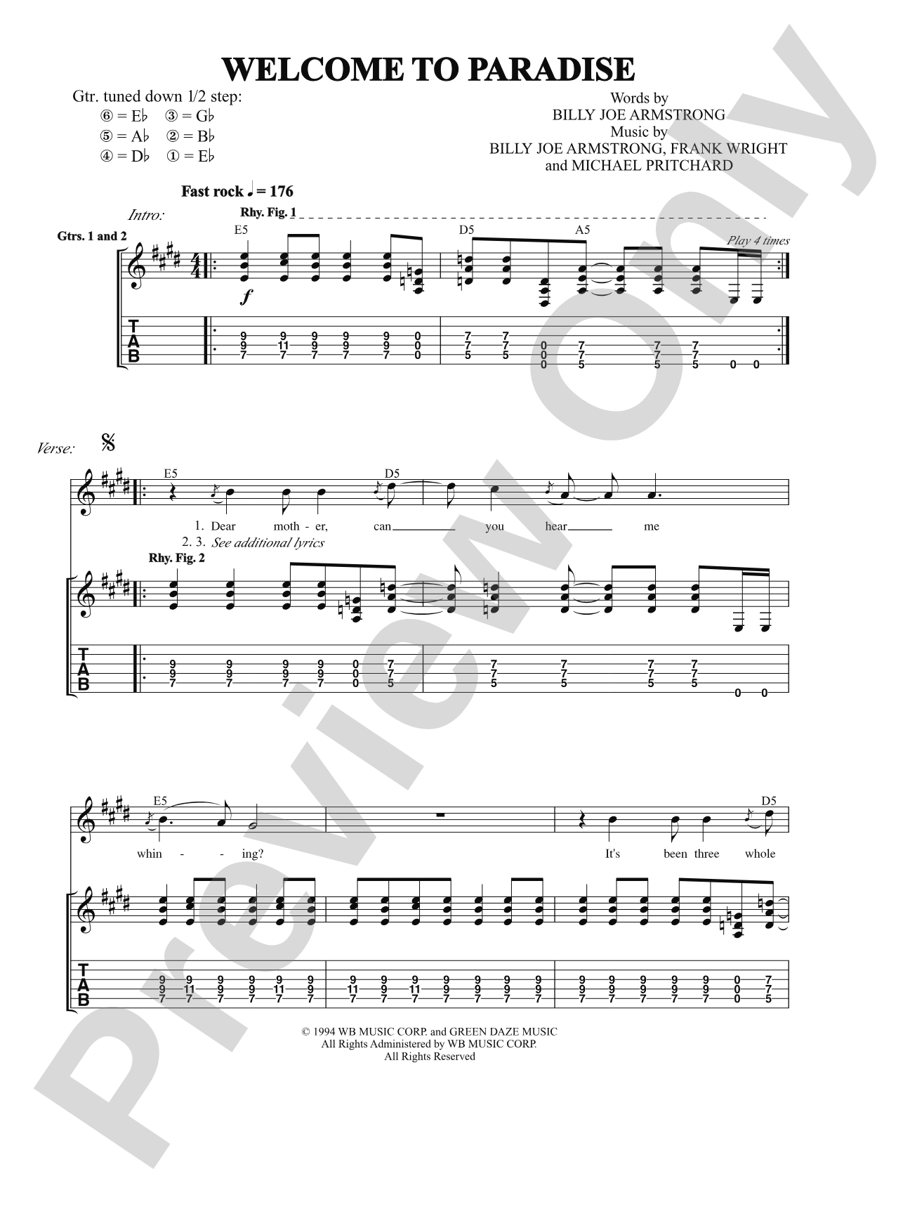 Welcome to Paradise: Authentic Guitar TAB
