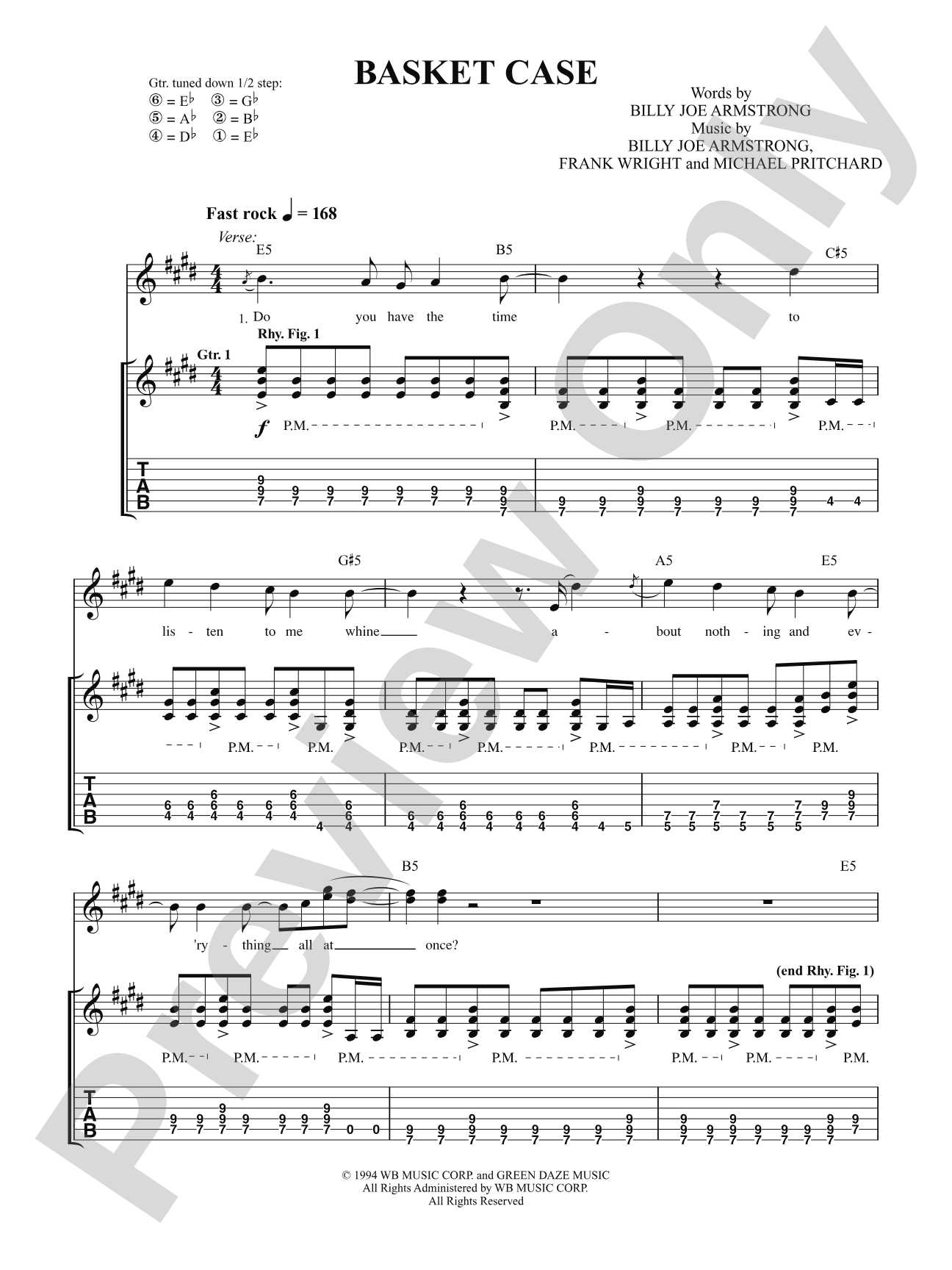 Basket Case: Authentic Guitar TAB