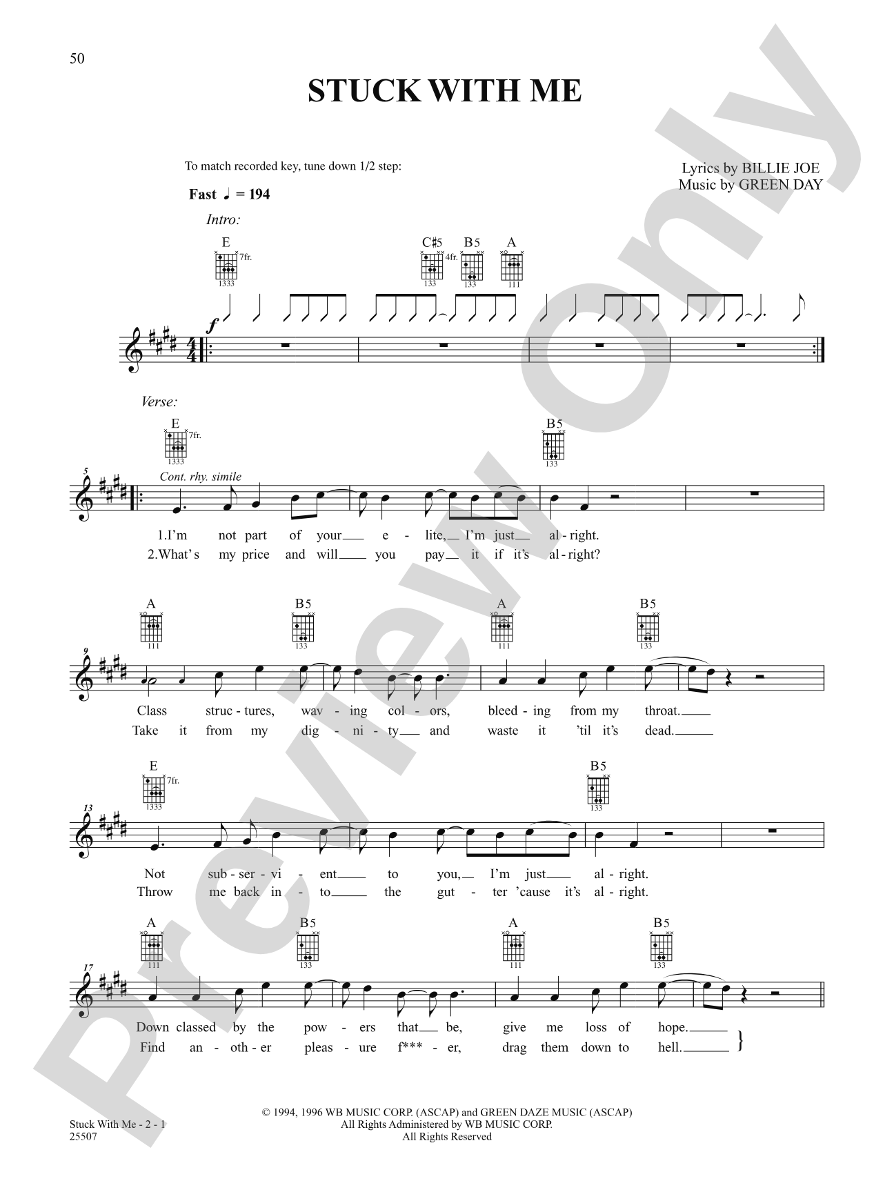 Stuck With Me: Easy Guitar