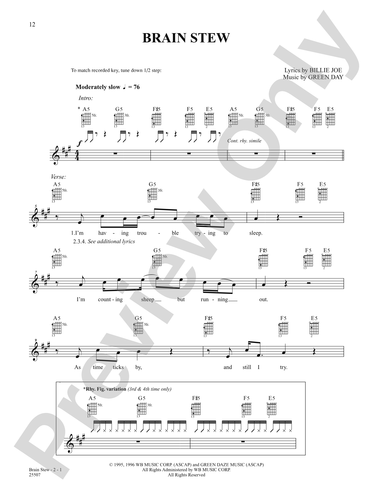 Brain Stew: Easy Guitar