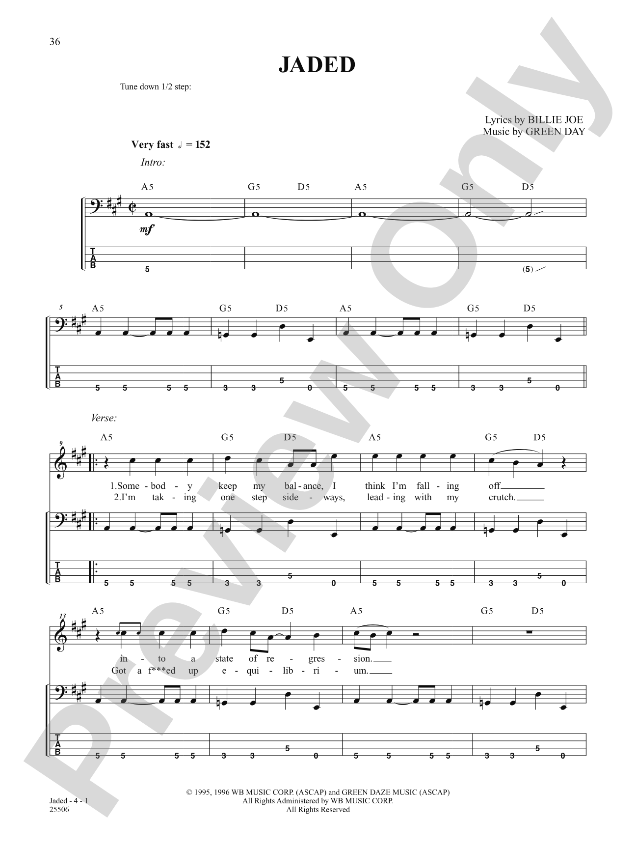 Jaded: Bass TAB