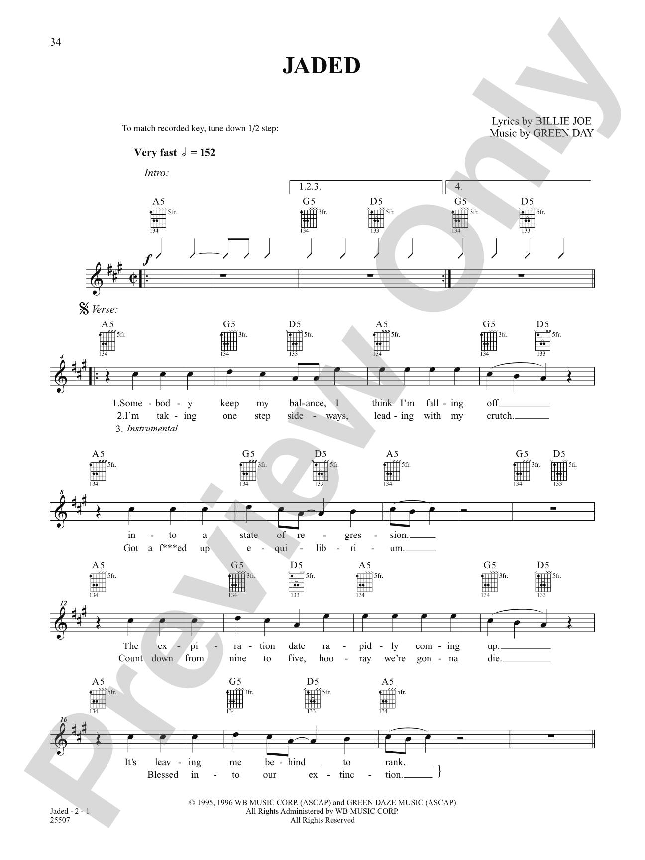 Jaded: Easy Guitar