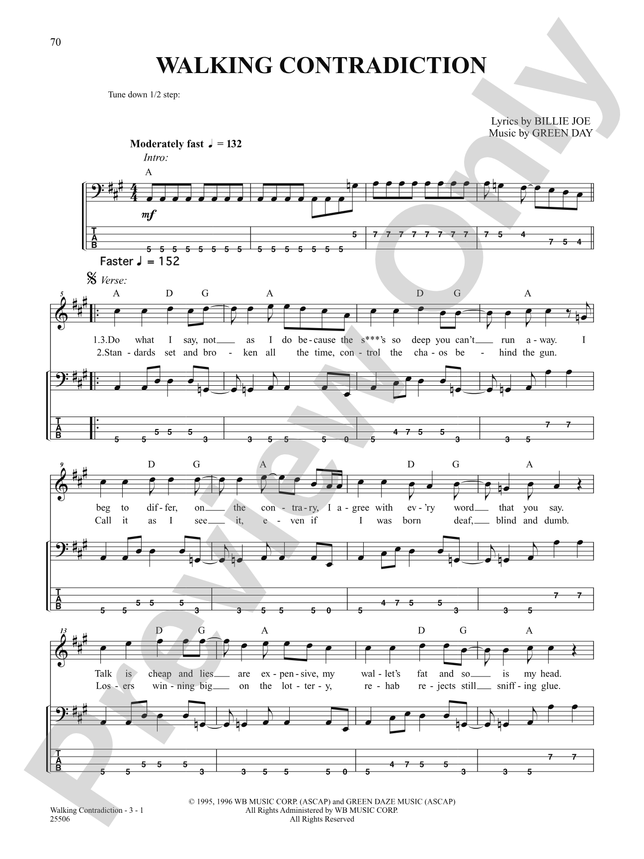 Walking Contradiction: Bass TAB
