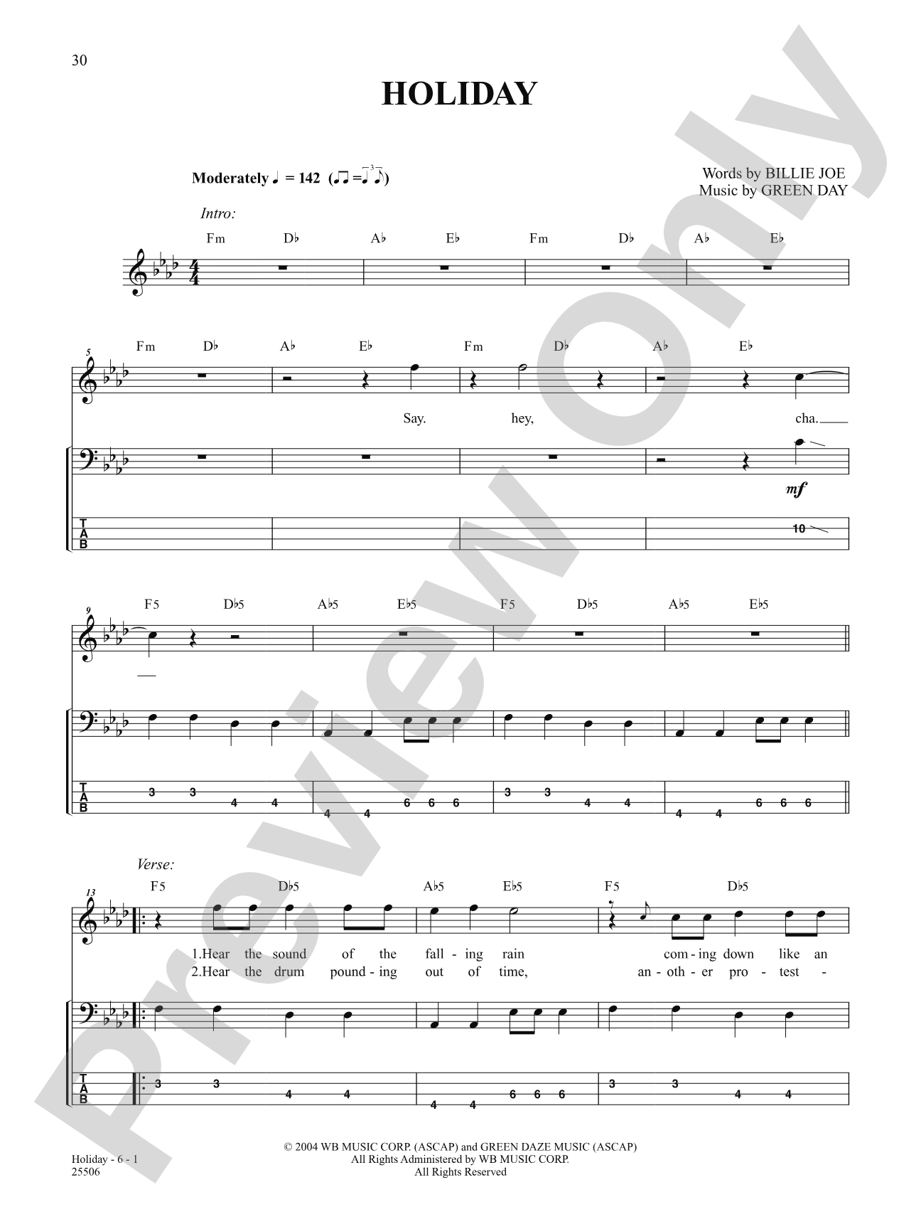 Holiday: Bass TAB