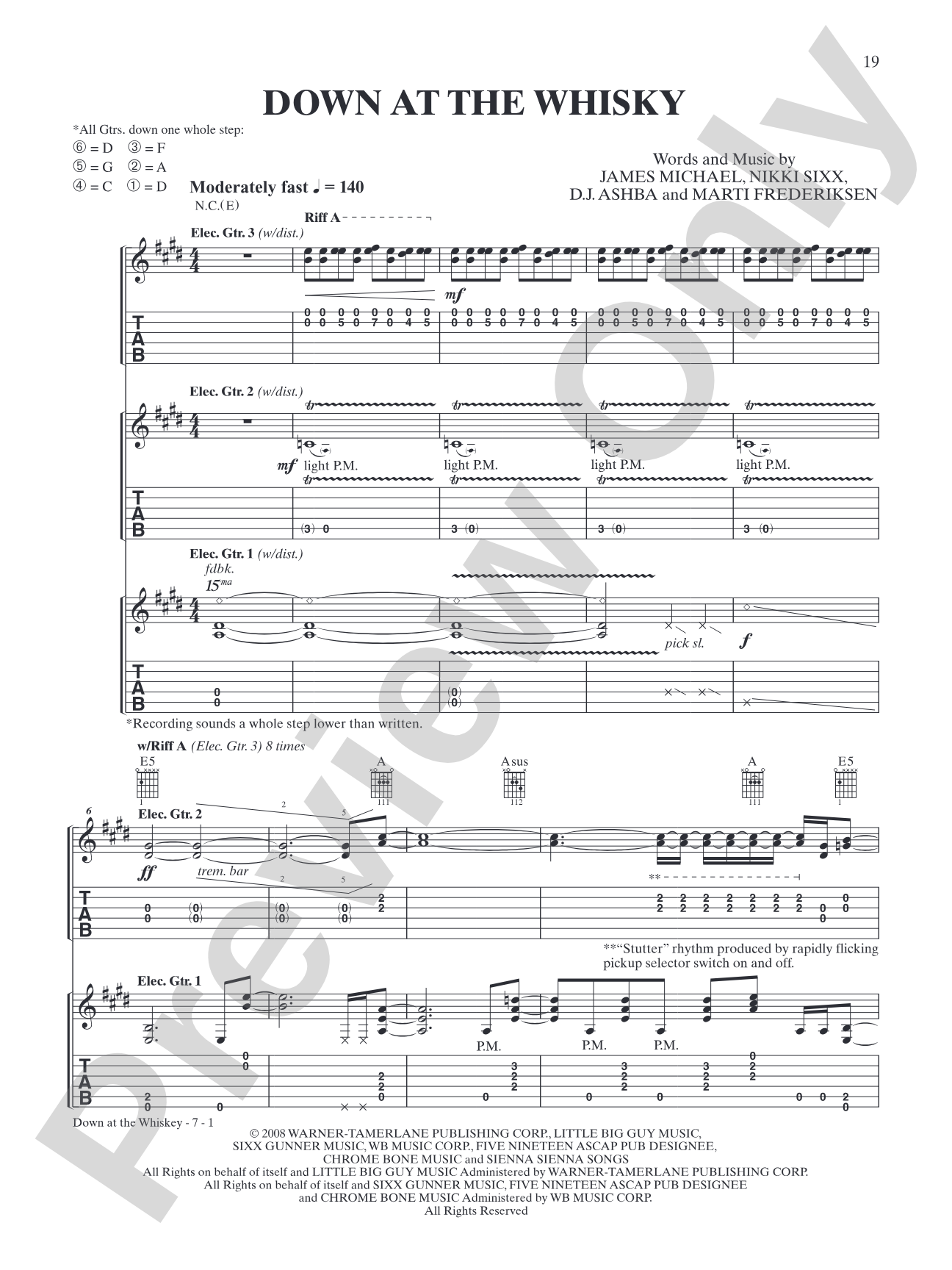 Down at the Whisky: Authentic Guitar TAB