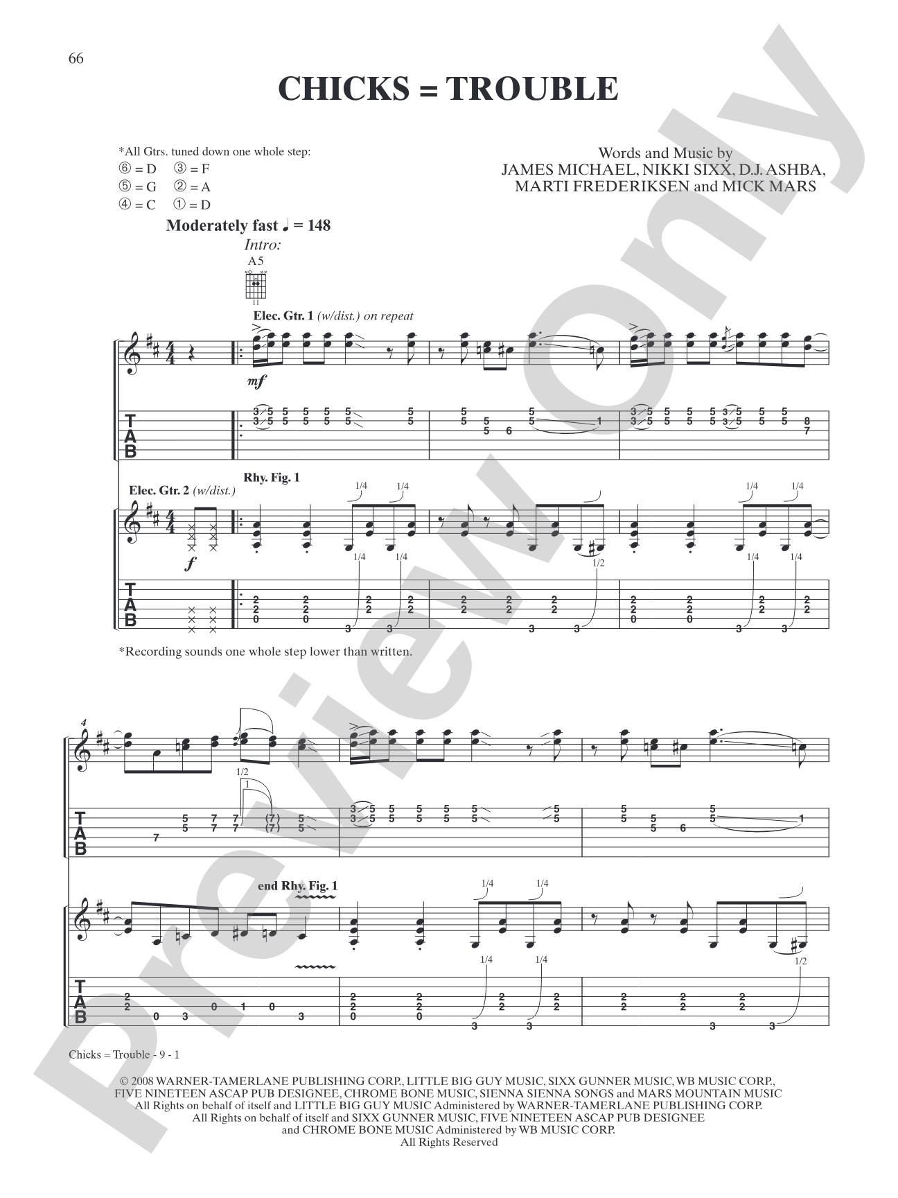 Chicks = Trouble: Authentic Guitar TAB