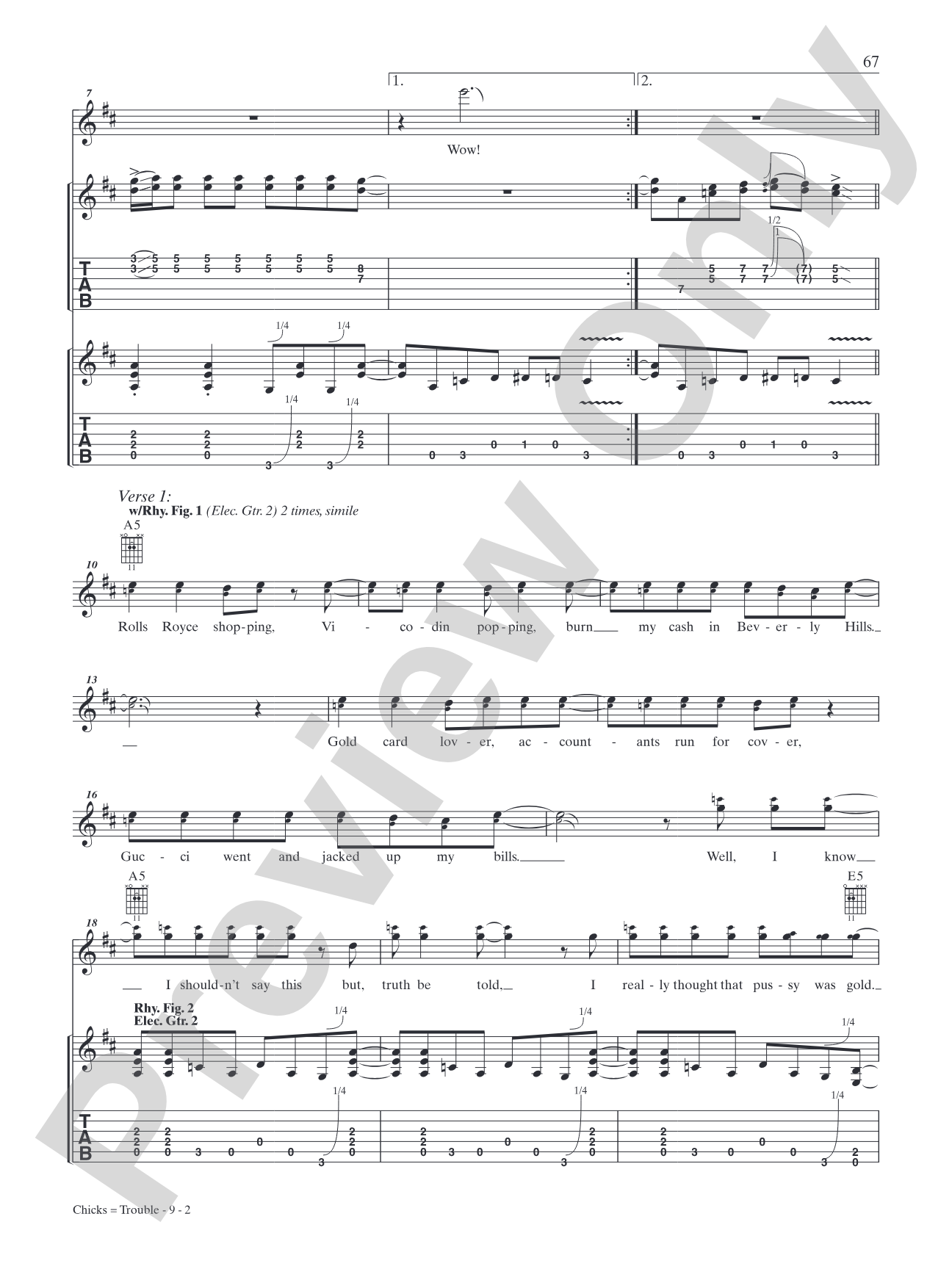 Chicks = Trouble: Authentic Guitar TAB