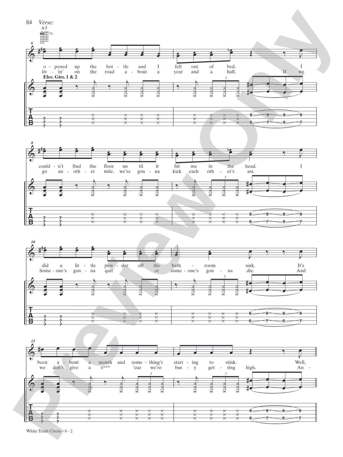 White Trash Circus: Authentic Guitar TAB