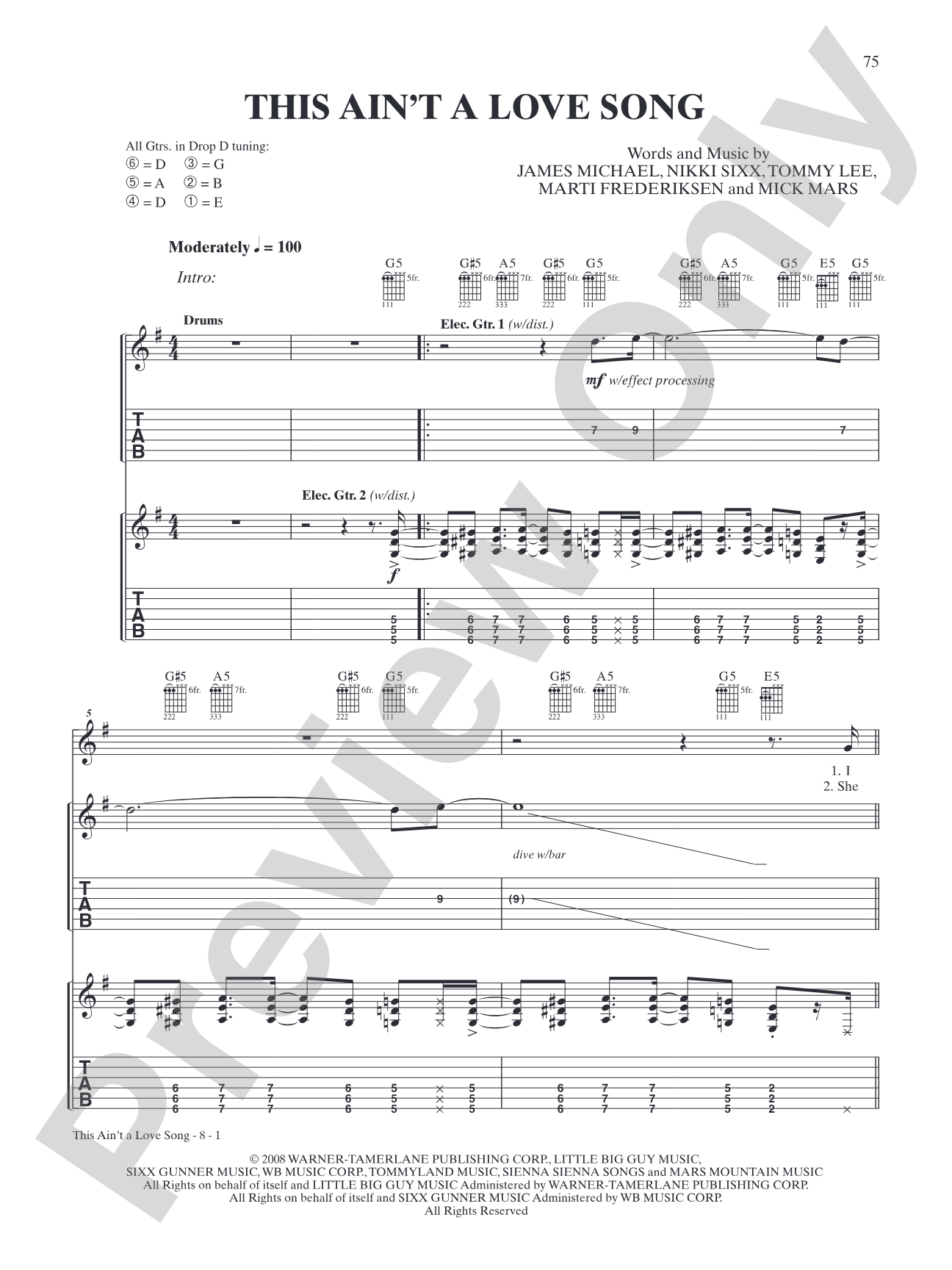 This Ain't a Love Song: Authentic Guitar TAB