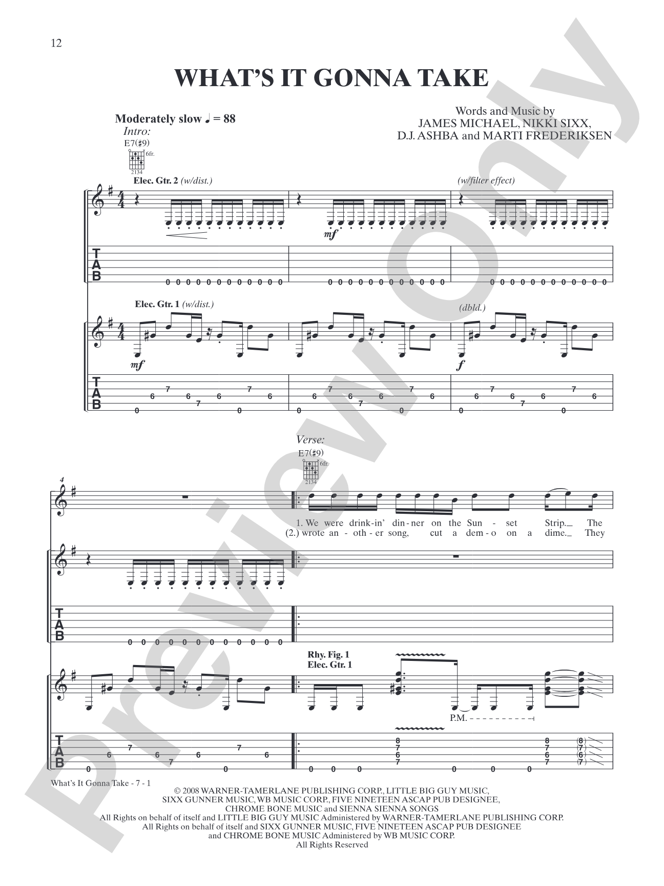 What's It Gonna Take: Authentic Guitar TAB