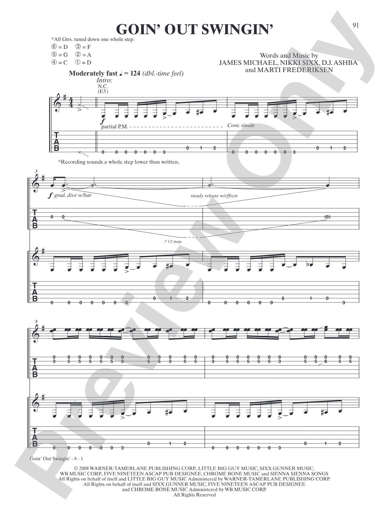 Goin' Out Swingin': Authentic Guitar TAB