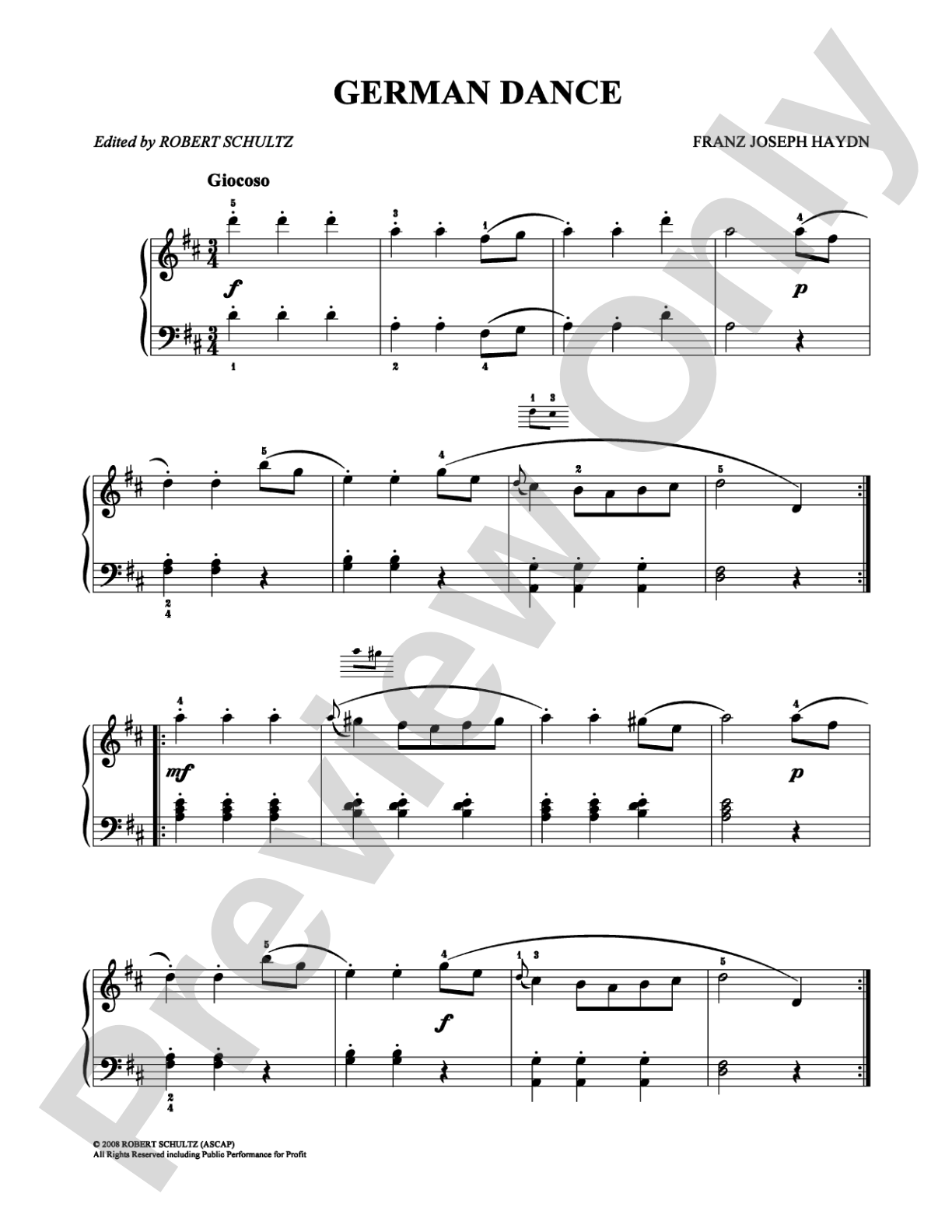 German Dance: Easy Piano Digital Sheet Music