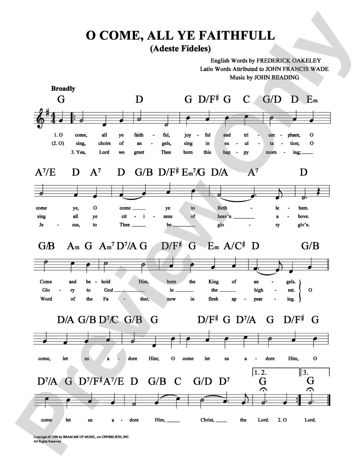 O Come, All Ye Faithful (Adeste Fideles): Lead Sheet Digital Sheet Music