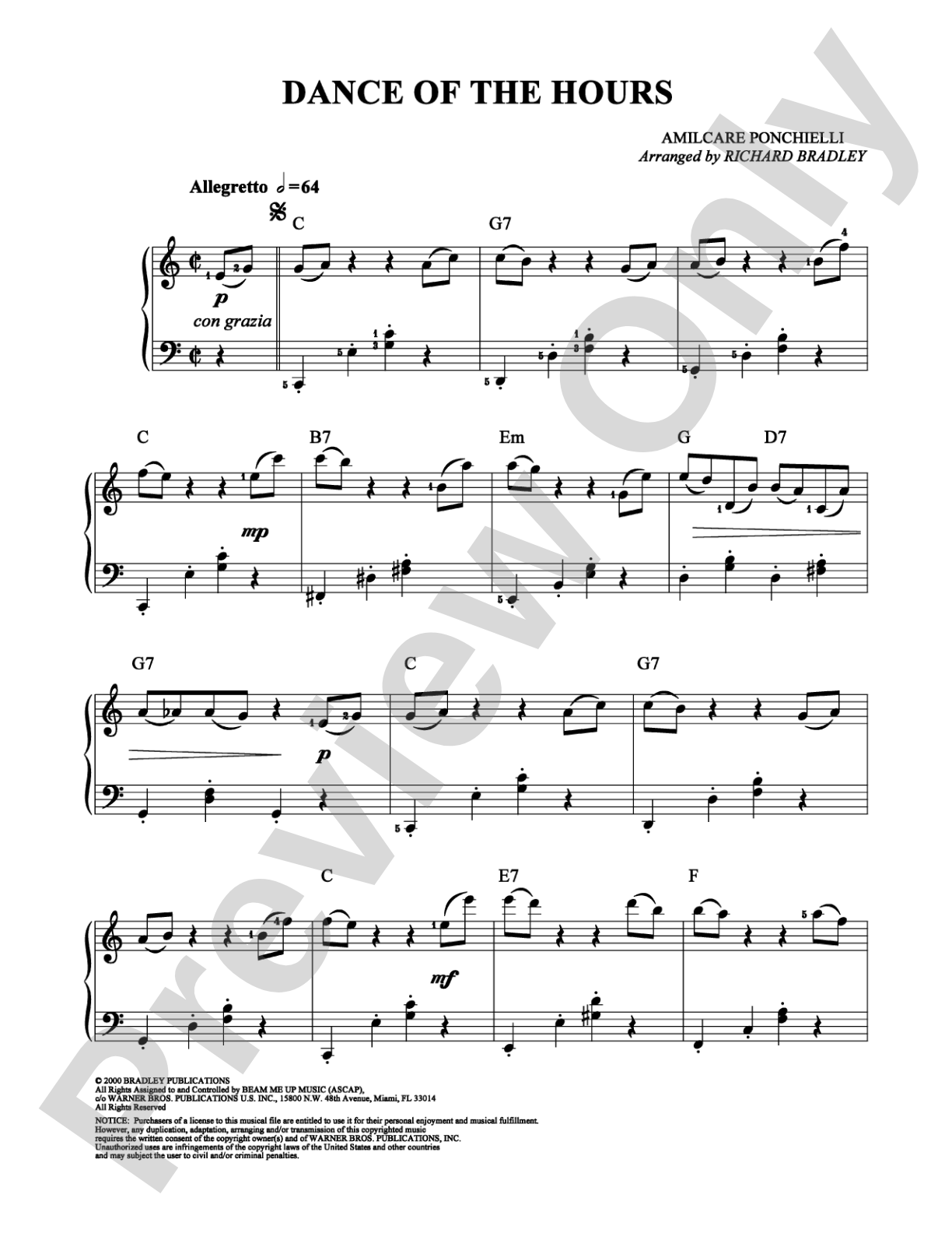 Dance of the Hours: Easy Piano Digital Sheet Music