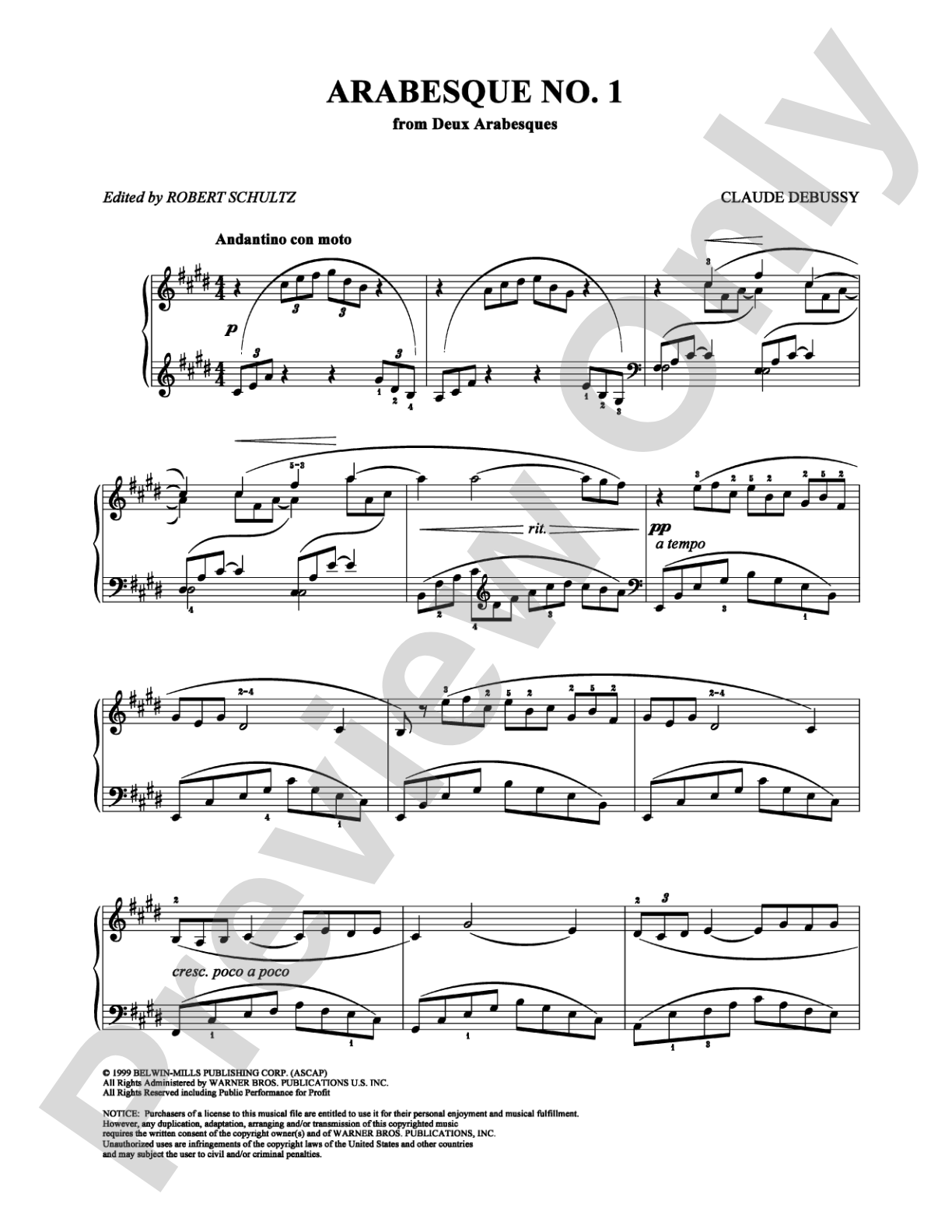 Arabesque No. 1: Piano Digital Sheet Music