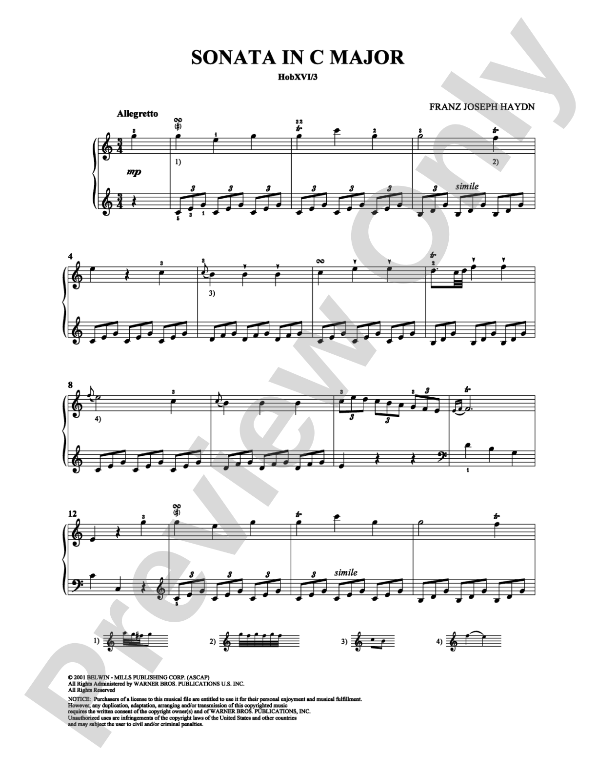 Sonata in C Major: Piano Digital Sheet Music
