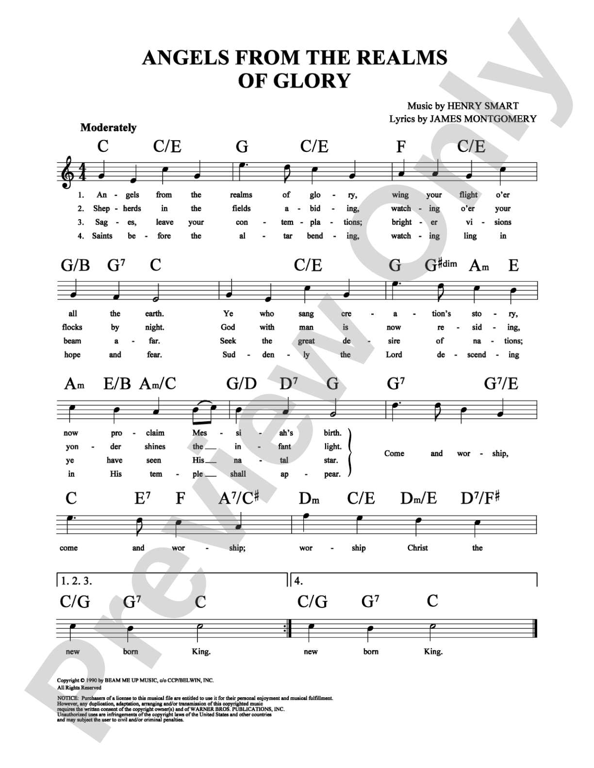 Angels From the Realms of Glory: Lead Sheet Digital Sheet Music