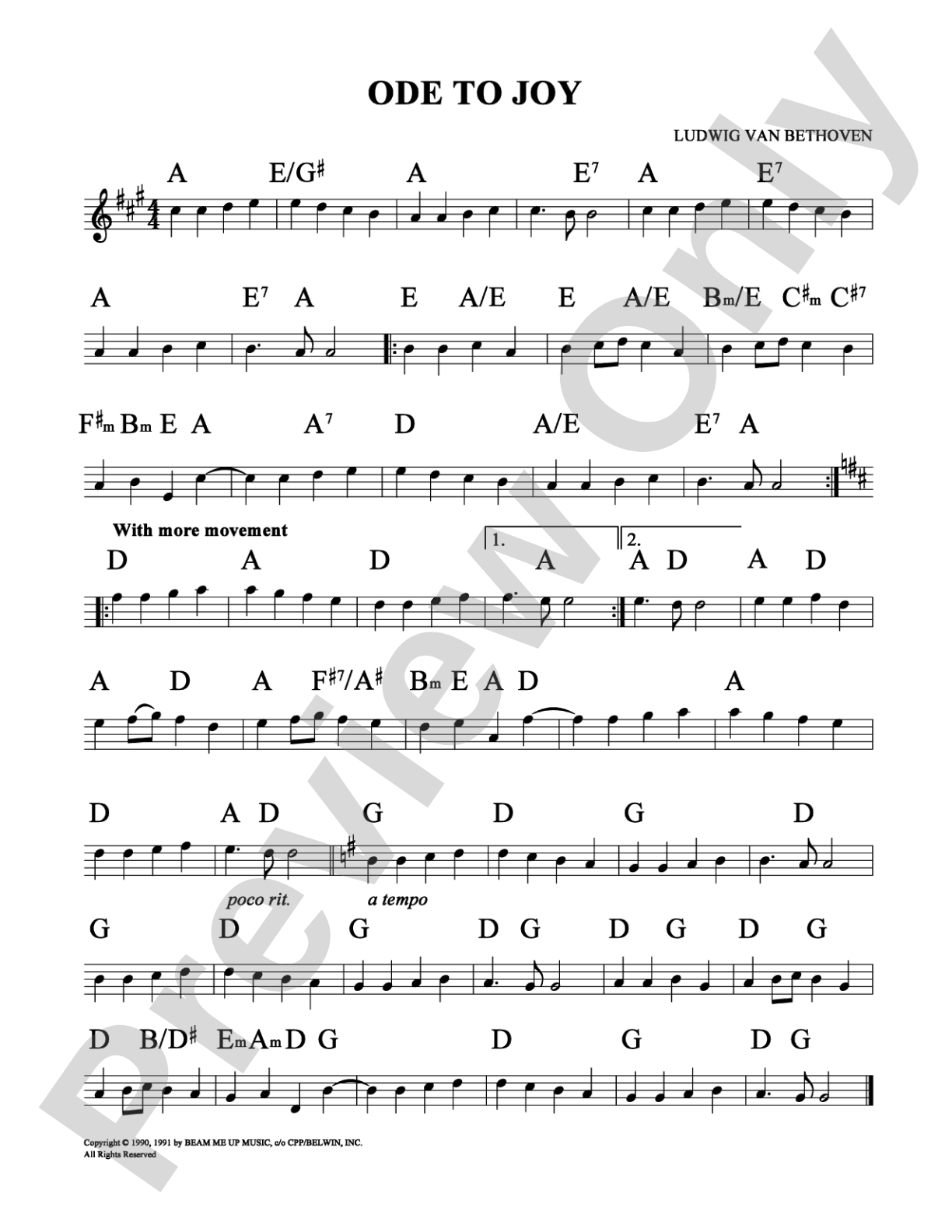 Ode to Joy: Lead Sheet Digital Sheet Music