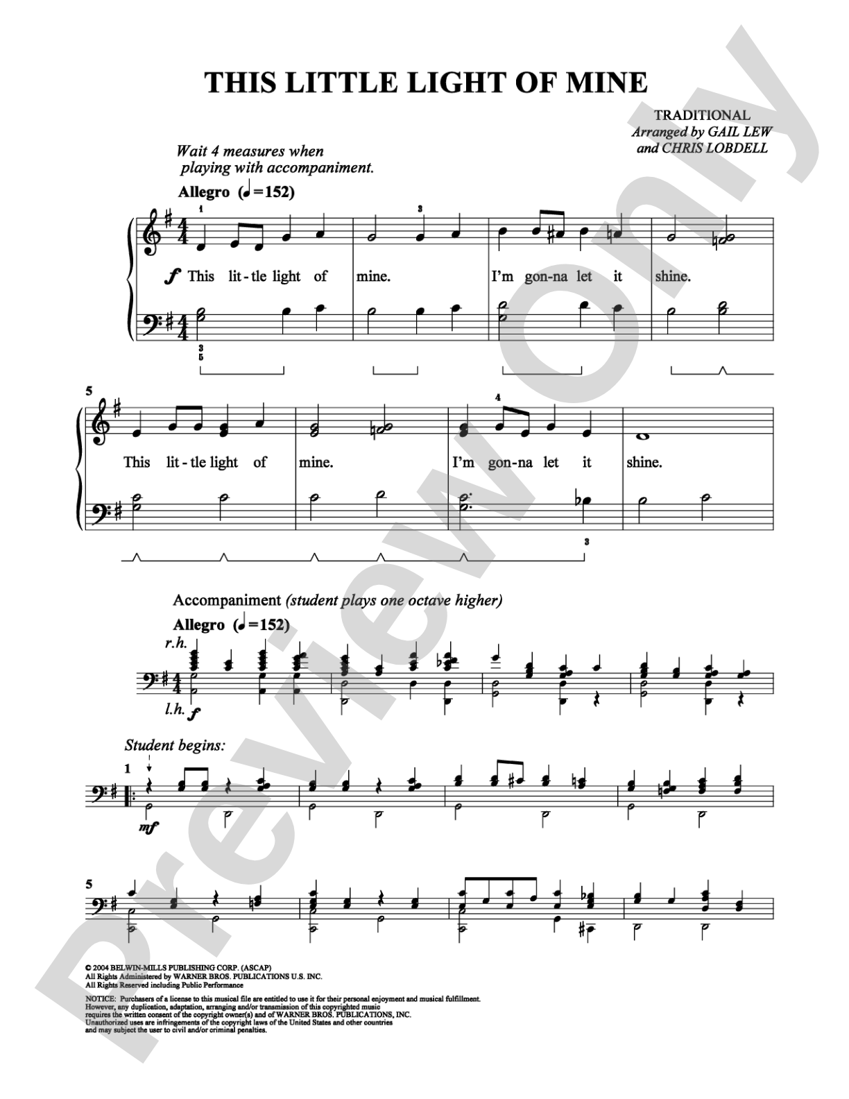 This Little Light of Mine: Easy Piano Digital Sheet Music