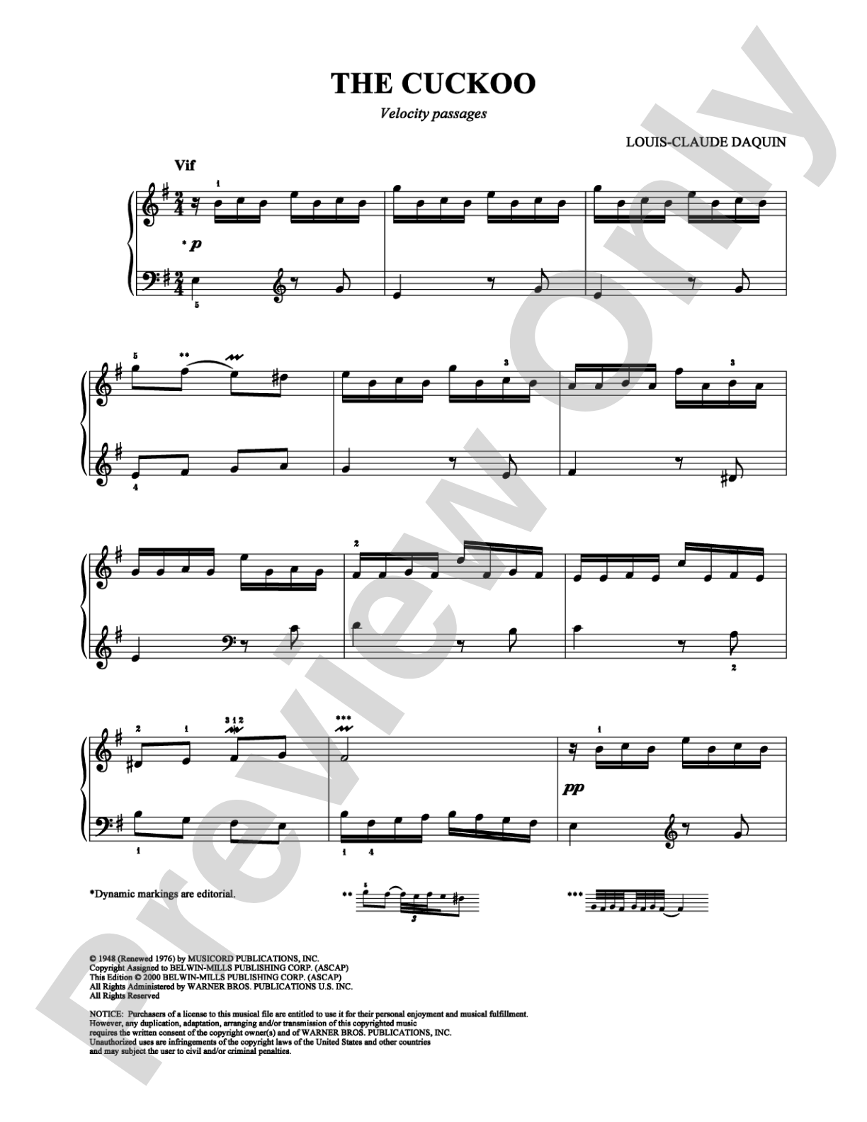 The Cuckoo: Piano Digital Sheet Music