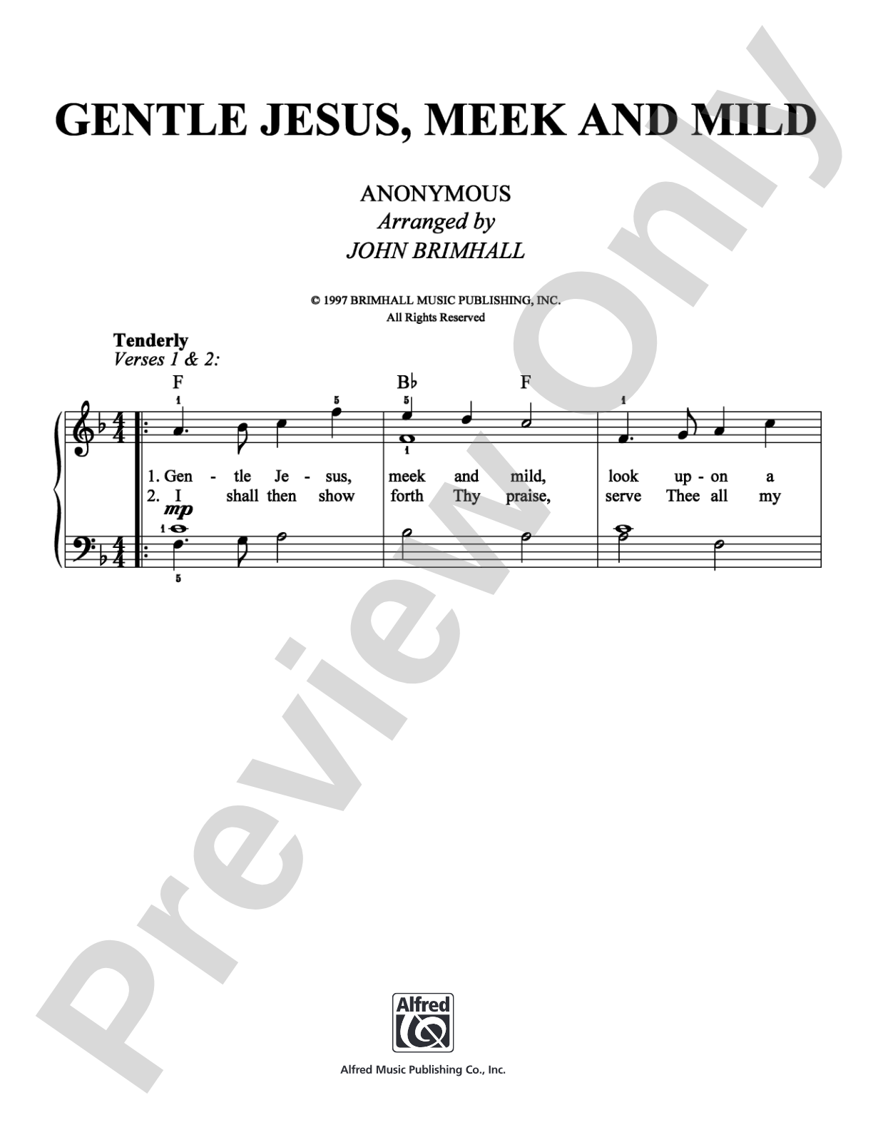 Gentle Jesus, Meek and Mild: Easy Piano Digital Sheet Music