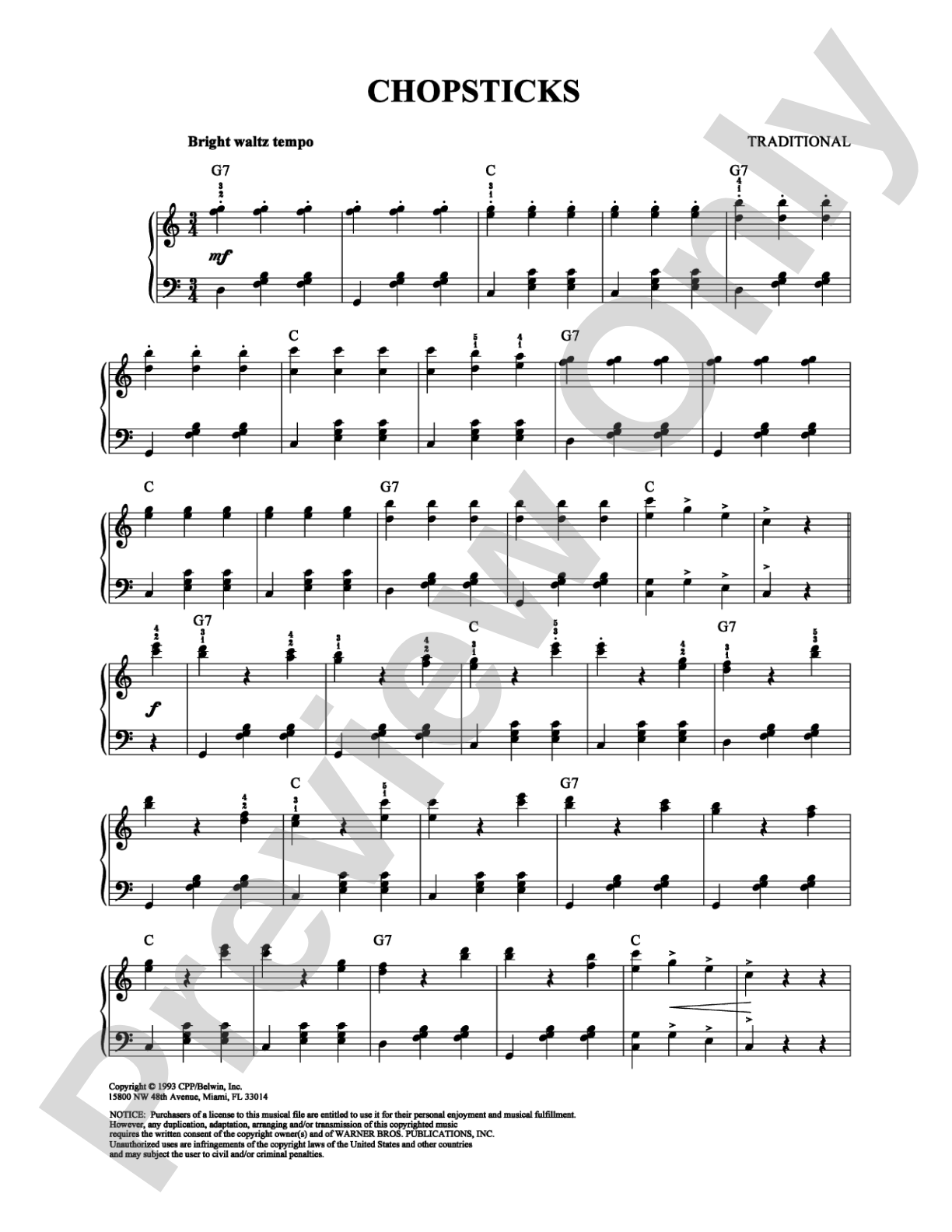 Chopsticks: Piano Digital Sheet Music
