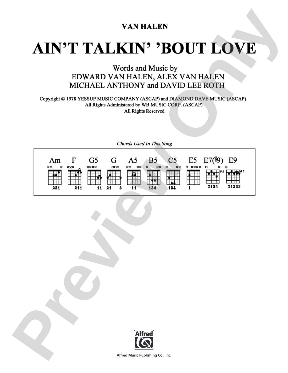 Ain't Talkin' 'Bout Love: Strum and Sing Digital Sheet Music
