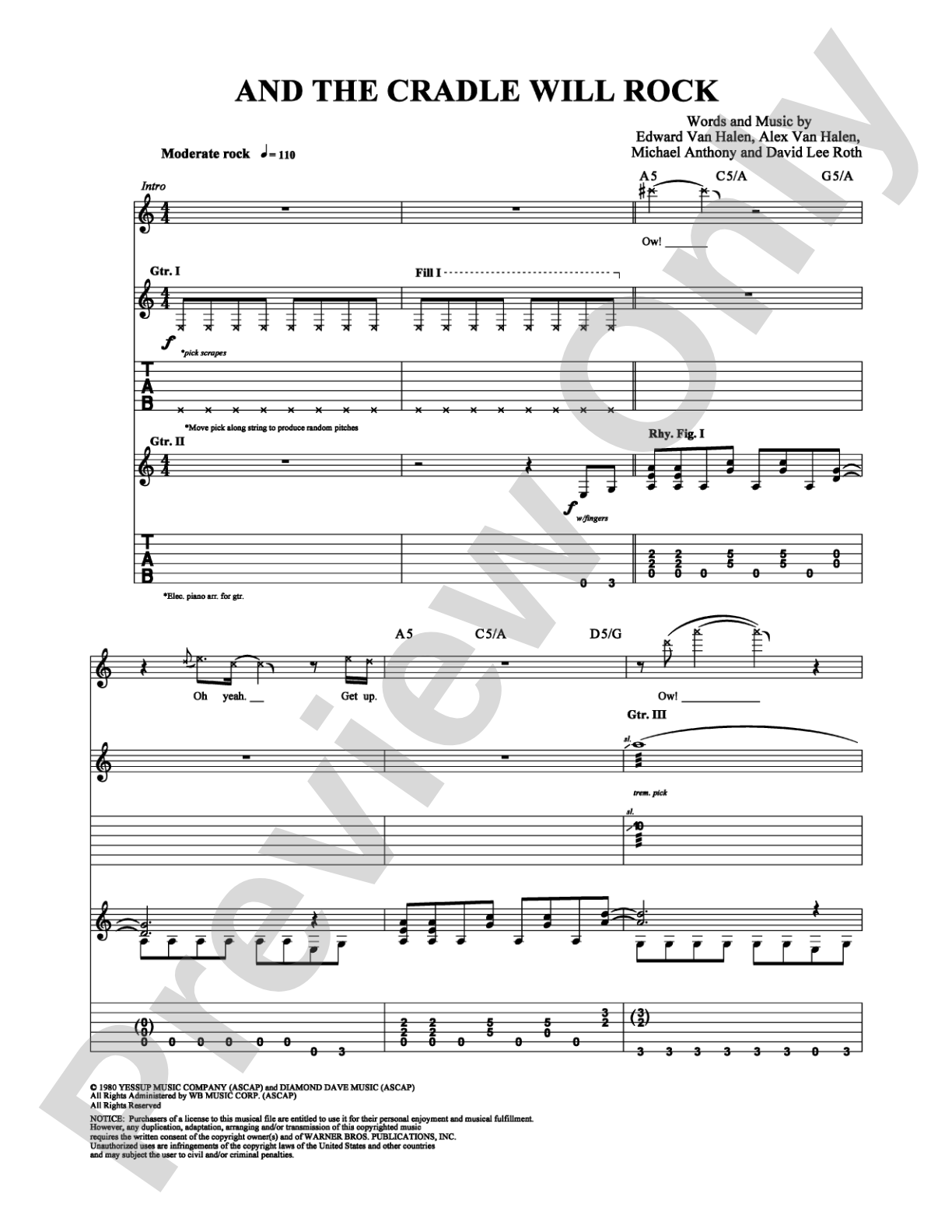 And the Cradle Will Rock: Guitar TAB Digital Sheet Music