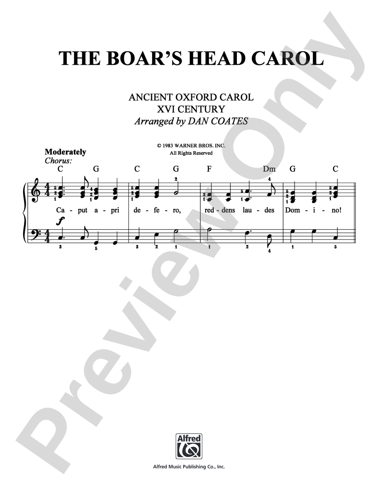 The Boar's Head Carol: Easy Piano Digital Sheet Music
