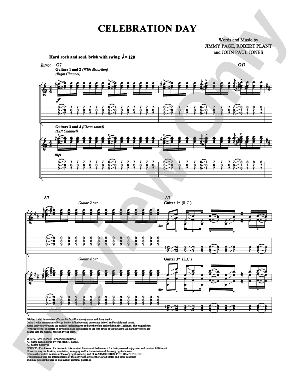 Celebration Day: Authentic Guitar TAB
