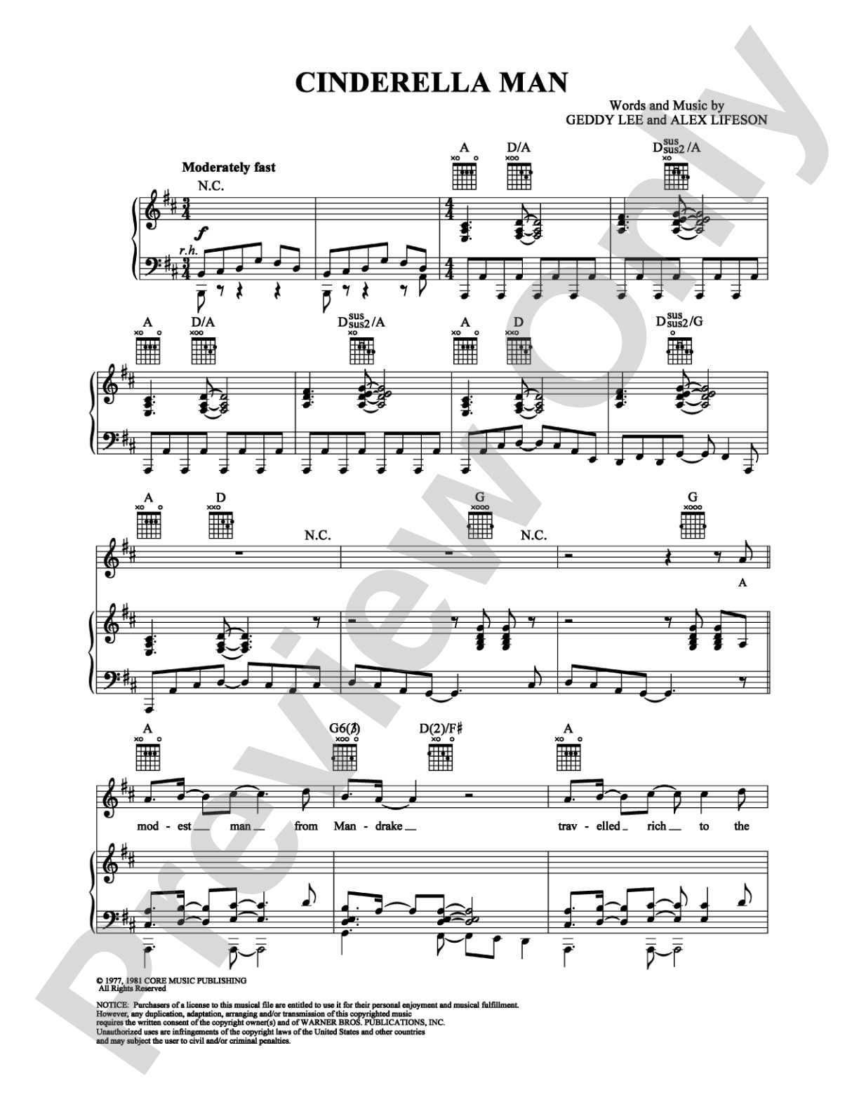 Cinderella Man: Piano/Vocal/Chords Digital Sheet Music