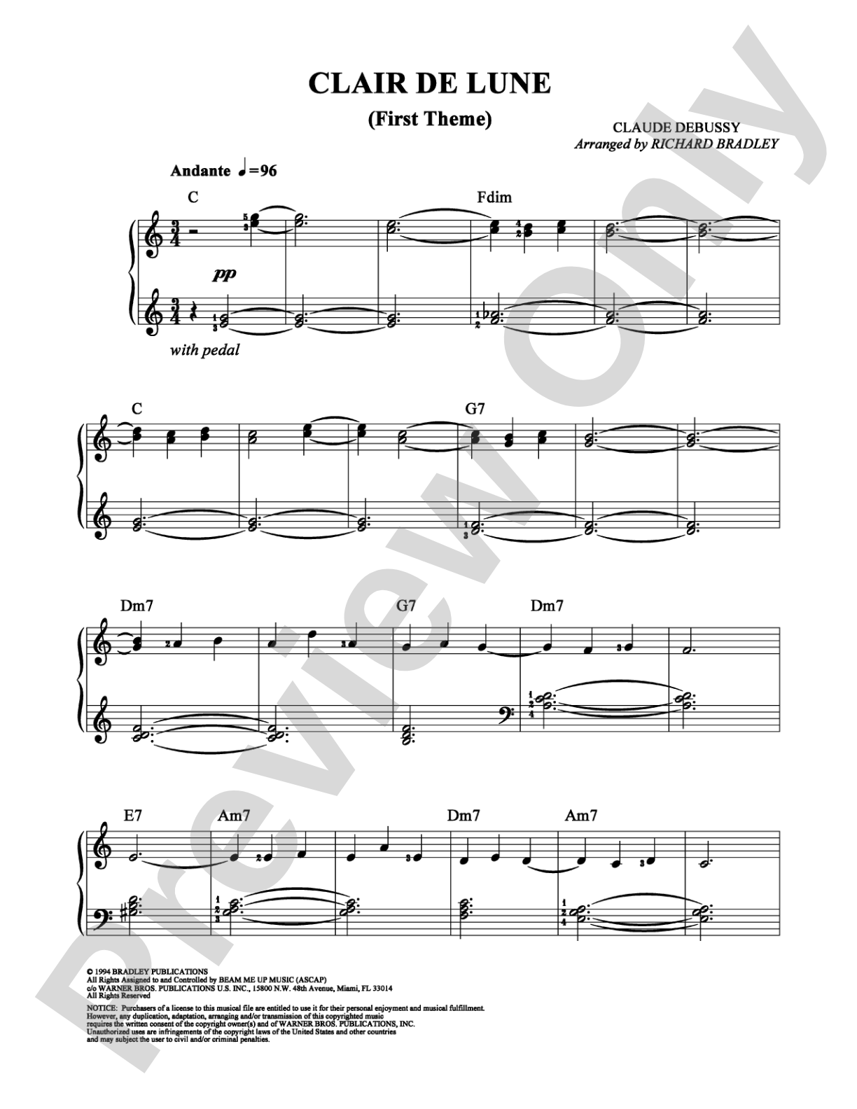 Clair de Lune: Easy Piano Digital Sheet Music