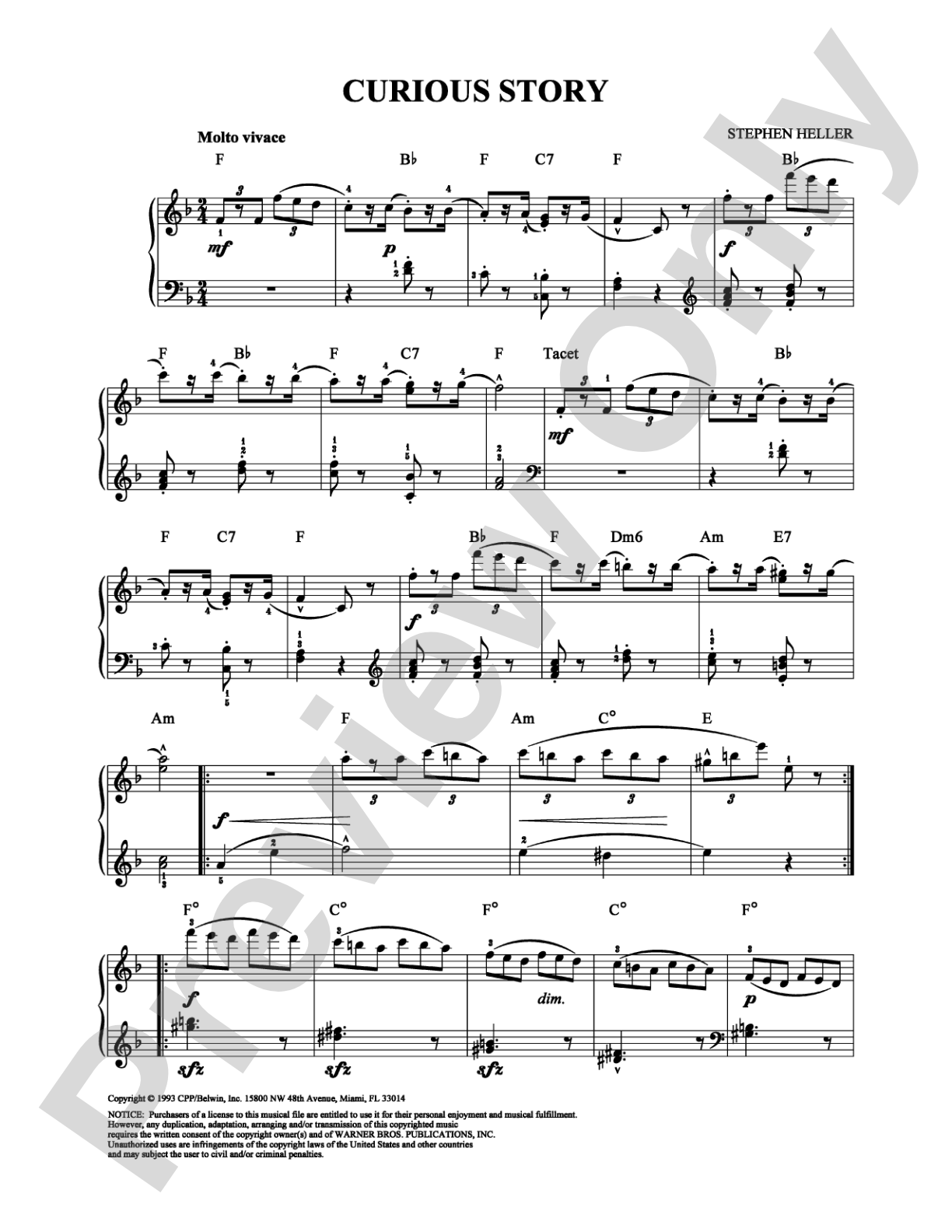 Curious Story: Piano Digital Sheet Music