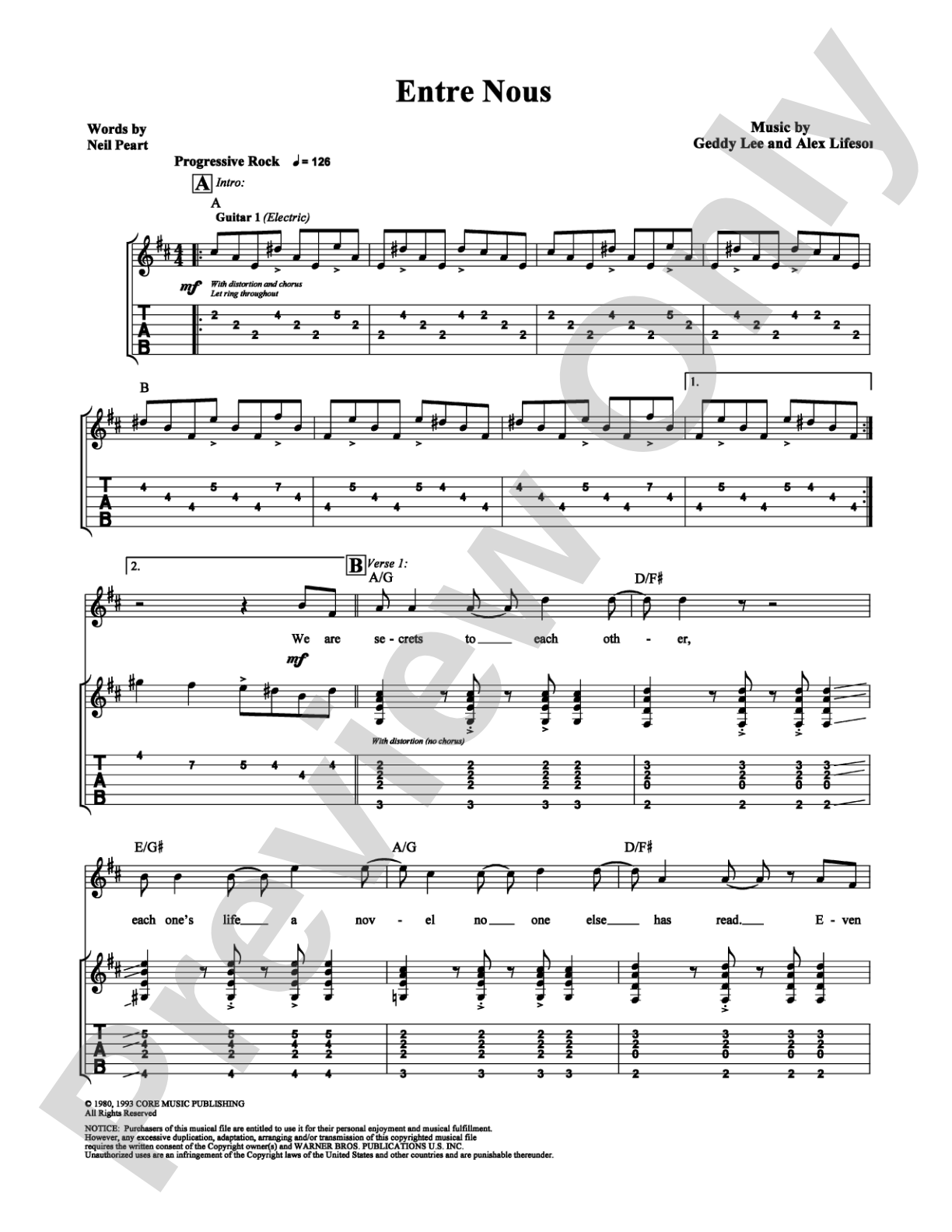 Entre Nous: Guitar TAB Digital Sheet Music