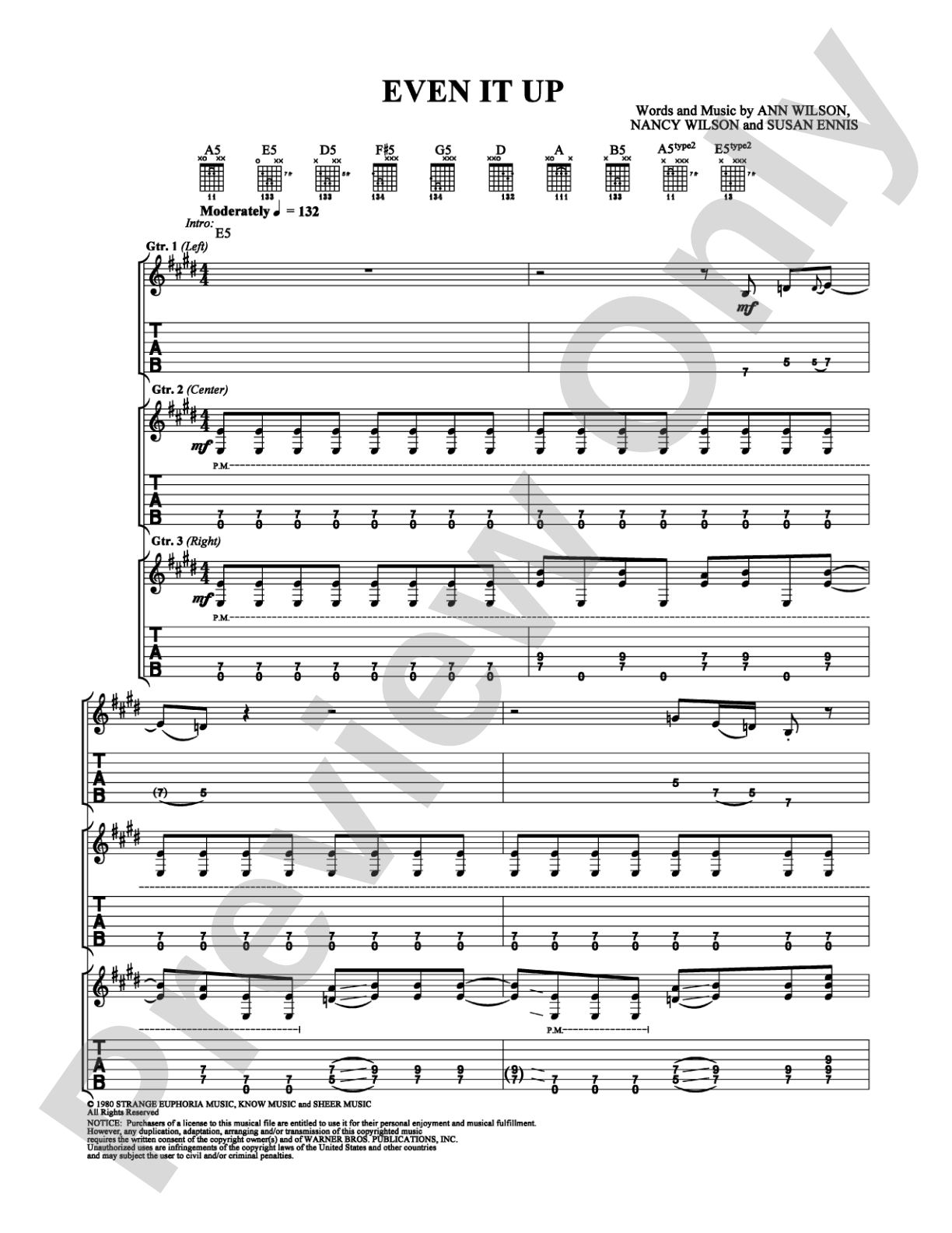 Even It Up: Guitar TAB Digital Sheet Music