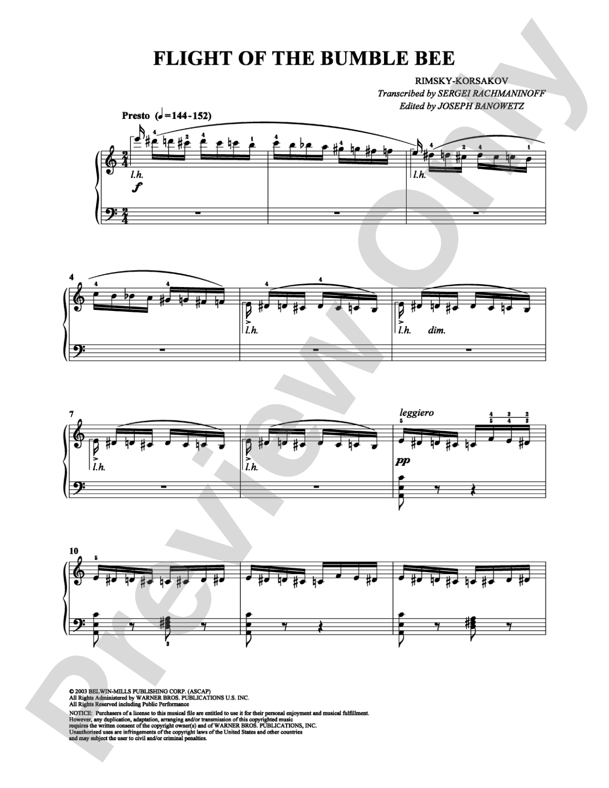 Flight of the Bumble Bee: Piano Digital Sheet Music