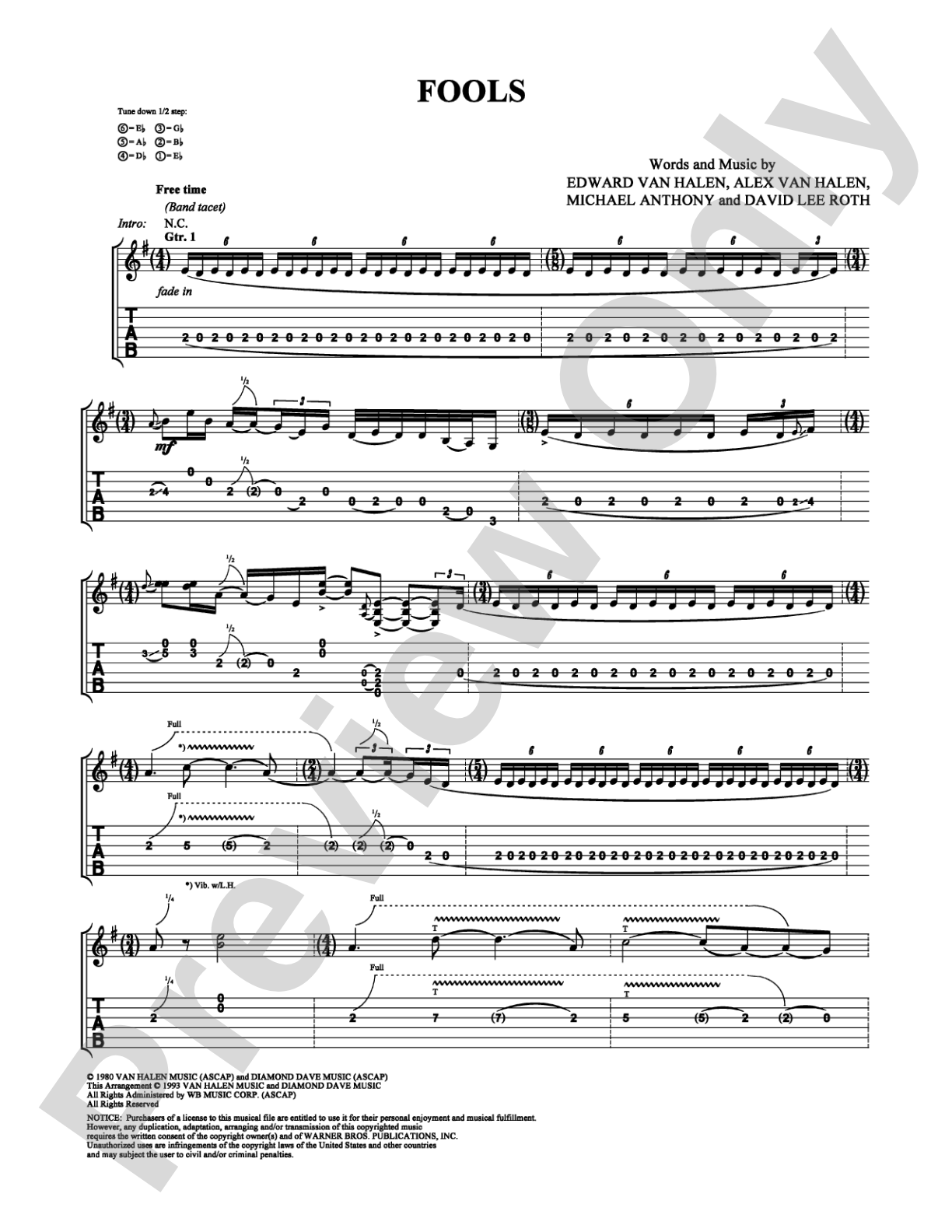 Fools: Guitar TAB Digital Sheet Music